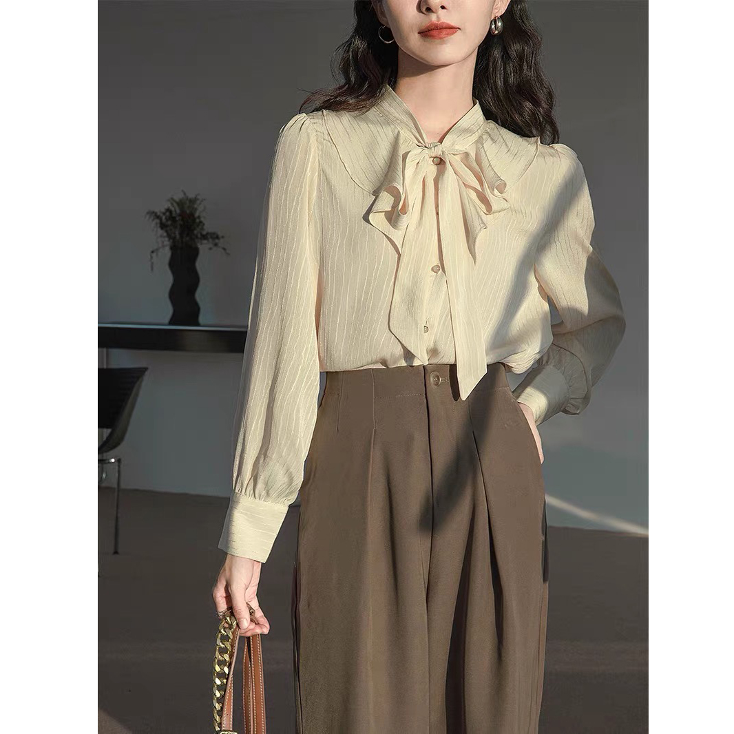 Áo sơ mi big size nữ cổ nơ 60kg - 100kg chất lụa tằm gân mặc đi làm sang trọng