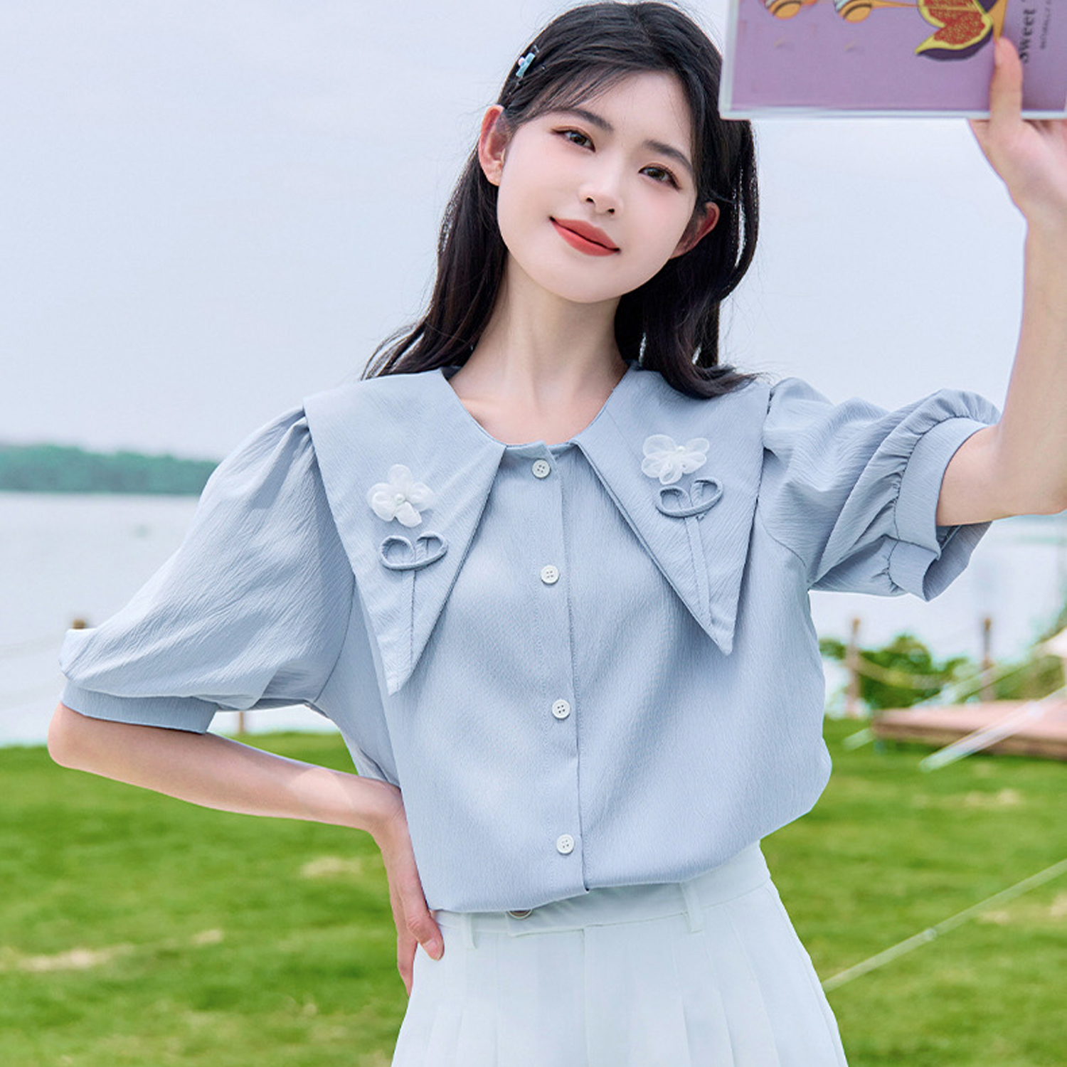 Áo sơ mi đính hoa nổi bigsize 60kg - 95kg phù hợp mặc đi học, đi làm, đi chơi