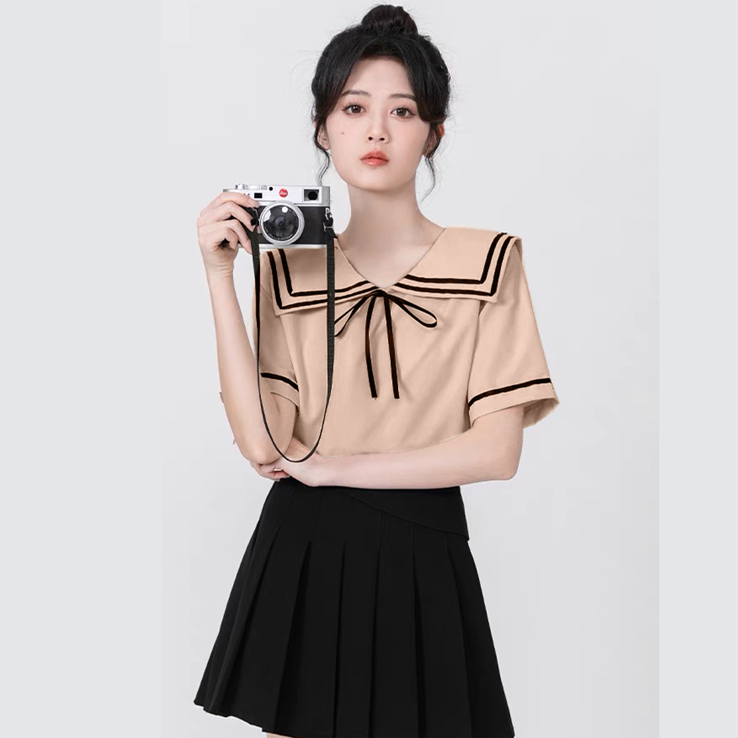 Áo sơ mi bigsize 60kg - 95kg kiểu dáng cổ thuỷ thủ phù hợp mặc đi làm, đi học, đi chơi