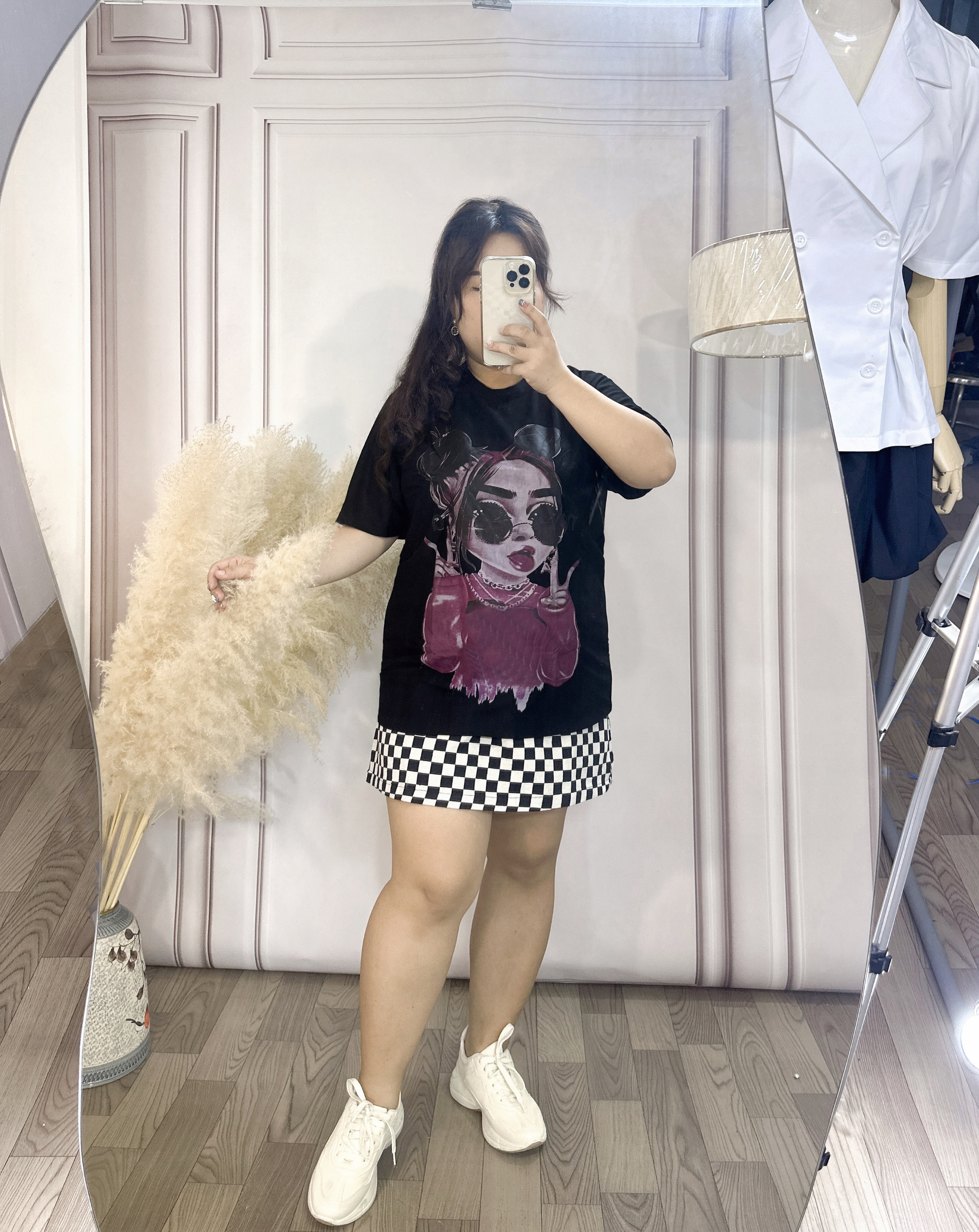 Áo thun phom rộng in hình cô gái bigsize 55kg - 95kg