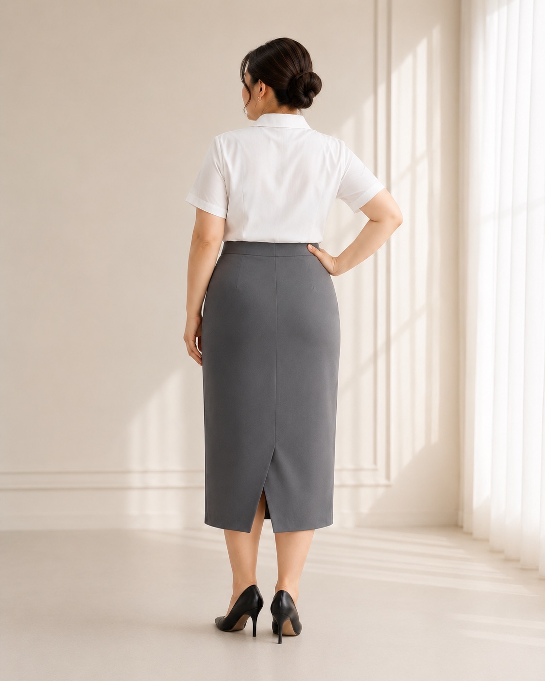 Combo chân váy công sở bút chì bigsize 60kg - 100kg màu đen xám