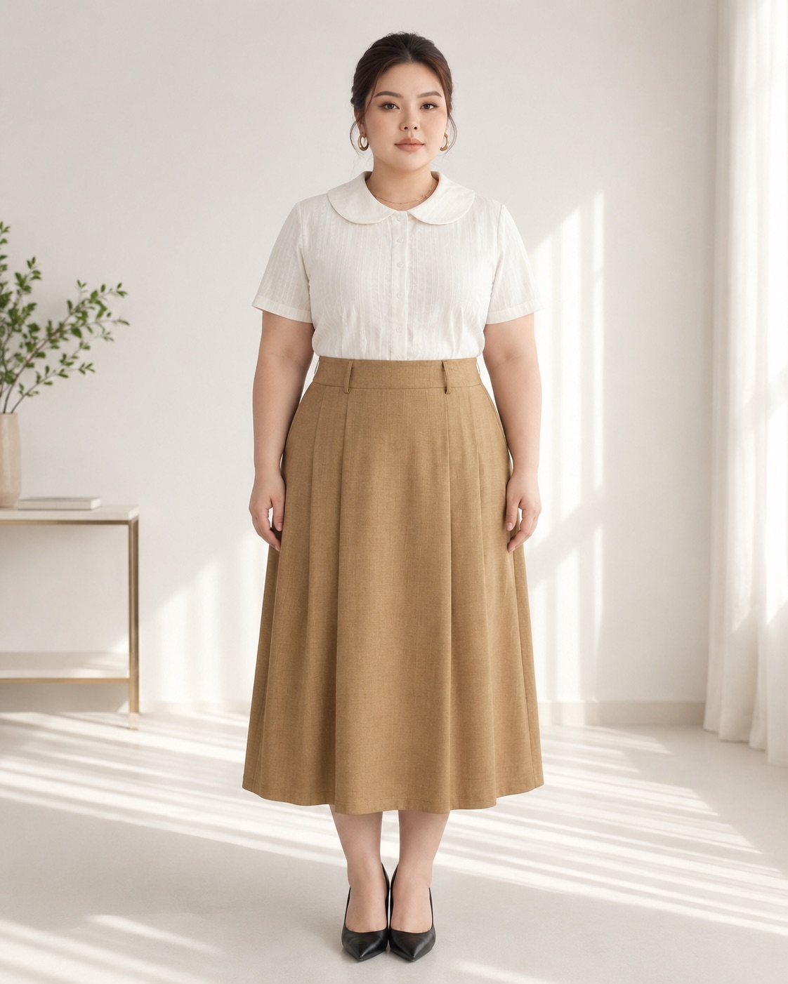 Chân váy xếp ly công sở dáng dài bigsize 60kg - 100kg phù hợp mặc đi làm, đi học , đi chơi