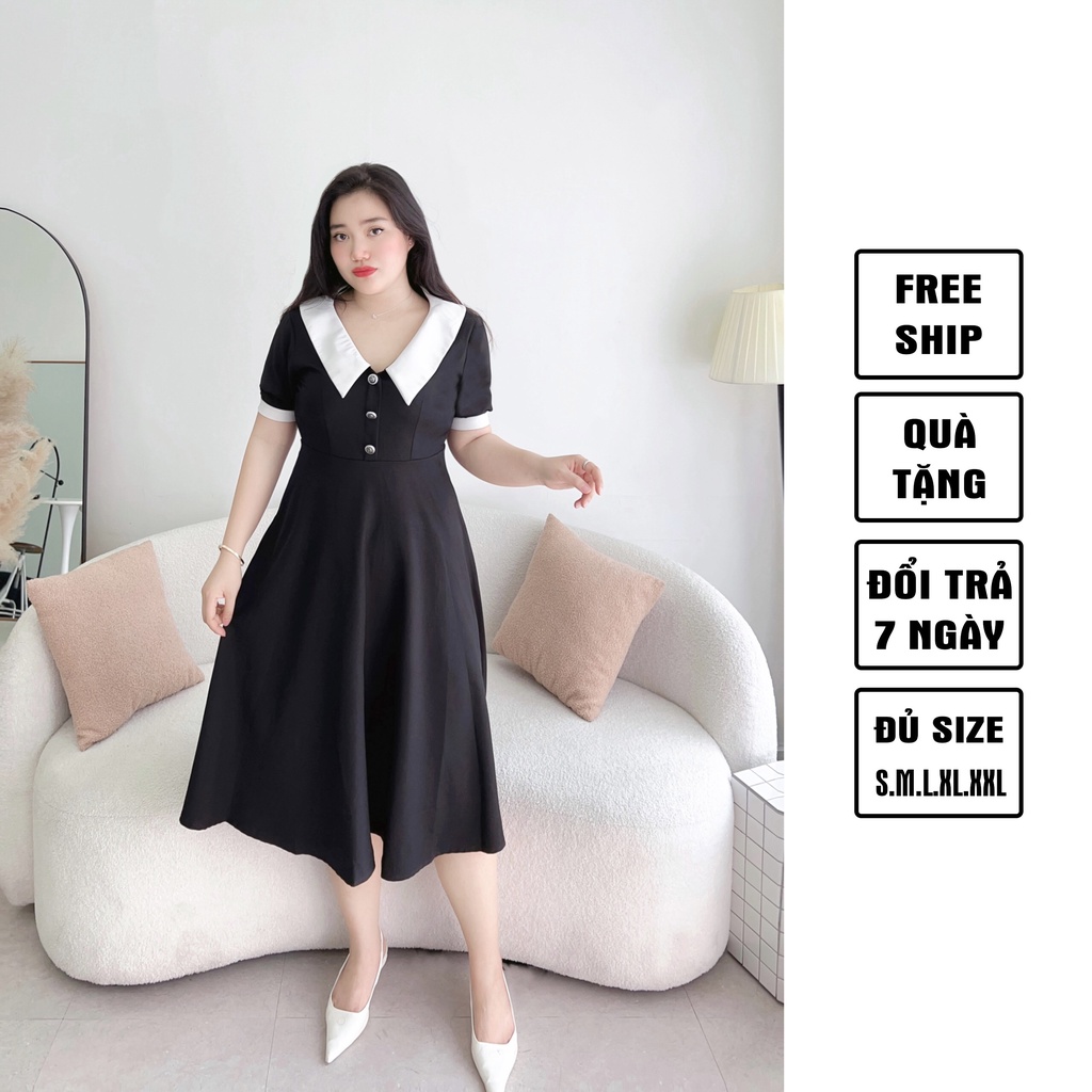 Đầm cố sơ mi dáng dài bigsize 40kg - 95kg