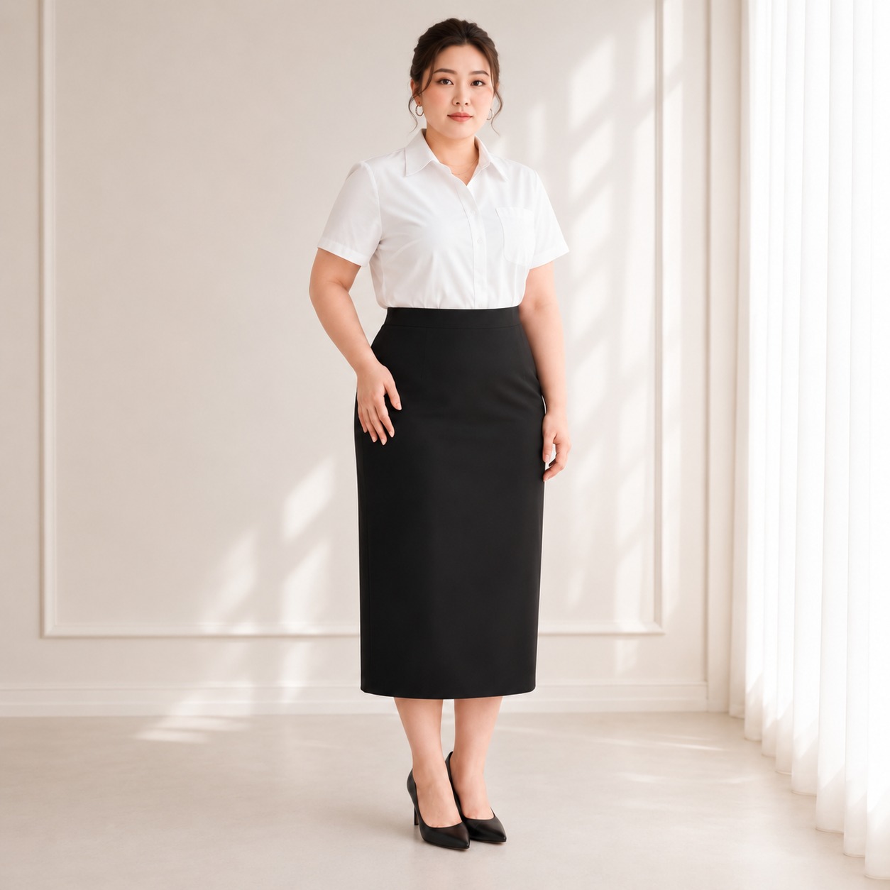 Combo chân váy công sở bút chì bigsize 60kg - 100kg màu đen xám