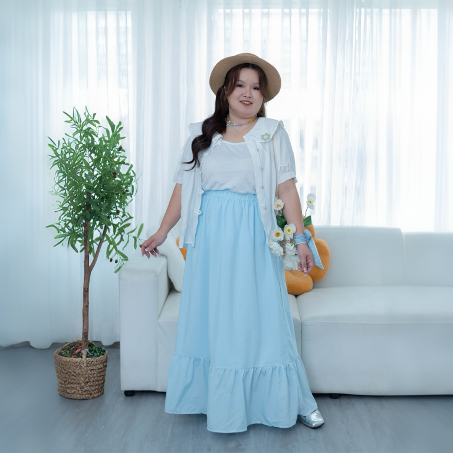 Chân váy maxi dáng dài tầng bigsize cho nữ 60kg - 100kg chất vải mềm mịn, che bụng, dáng đẹp