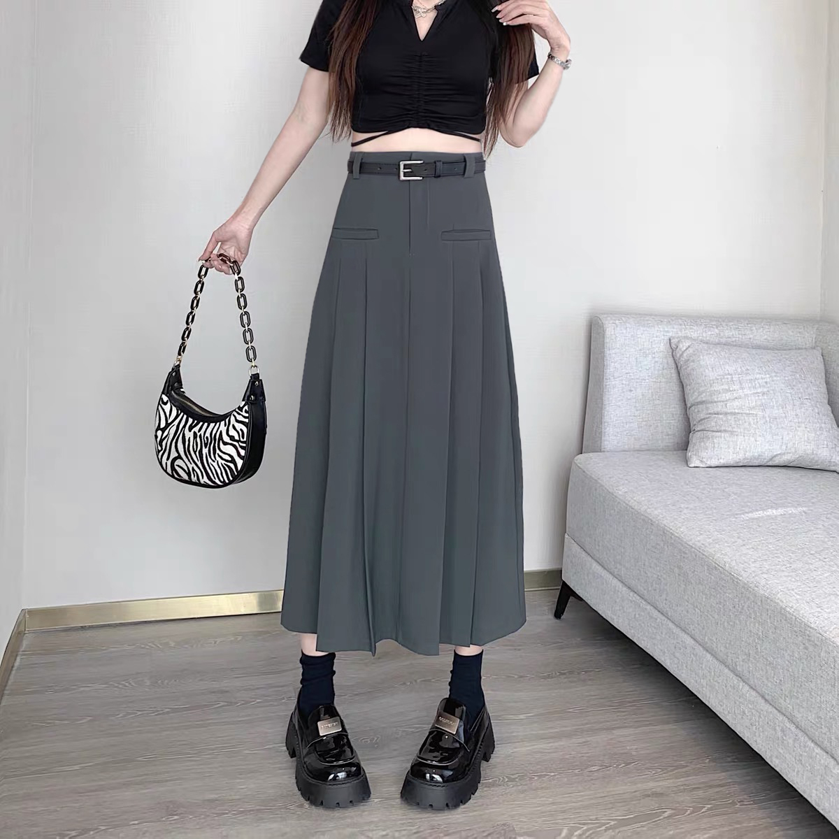 Chân Váy Xoè Xếp Ly Dáng Dài Bigsize 60kg - 95kg Lưng Cao Chất Cotton Lạnh