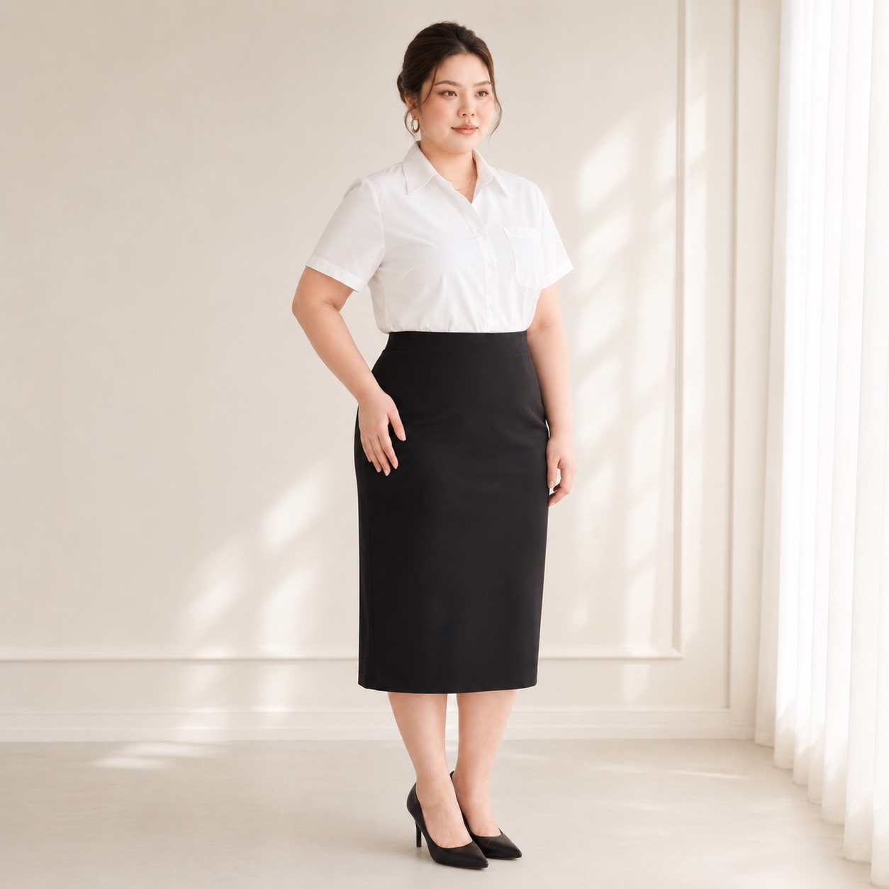 Áo sơ mi trắng bigsize 60kg - 100kg phom thiết kế của CHIANBIGSIZE phù hợp mặc đi học, đi làm