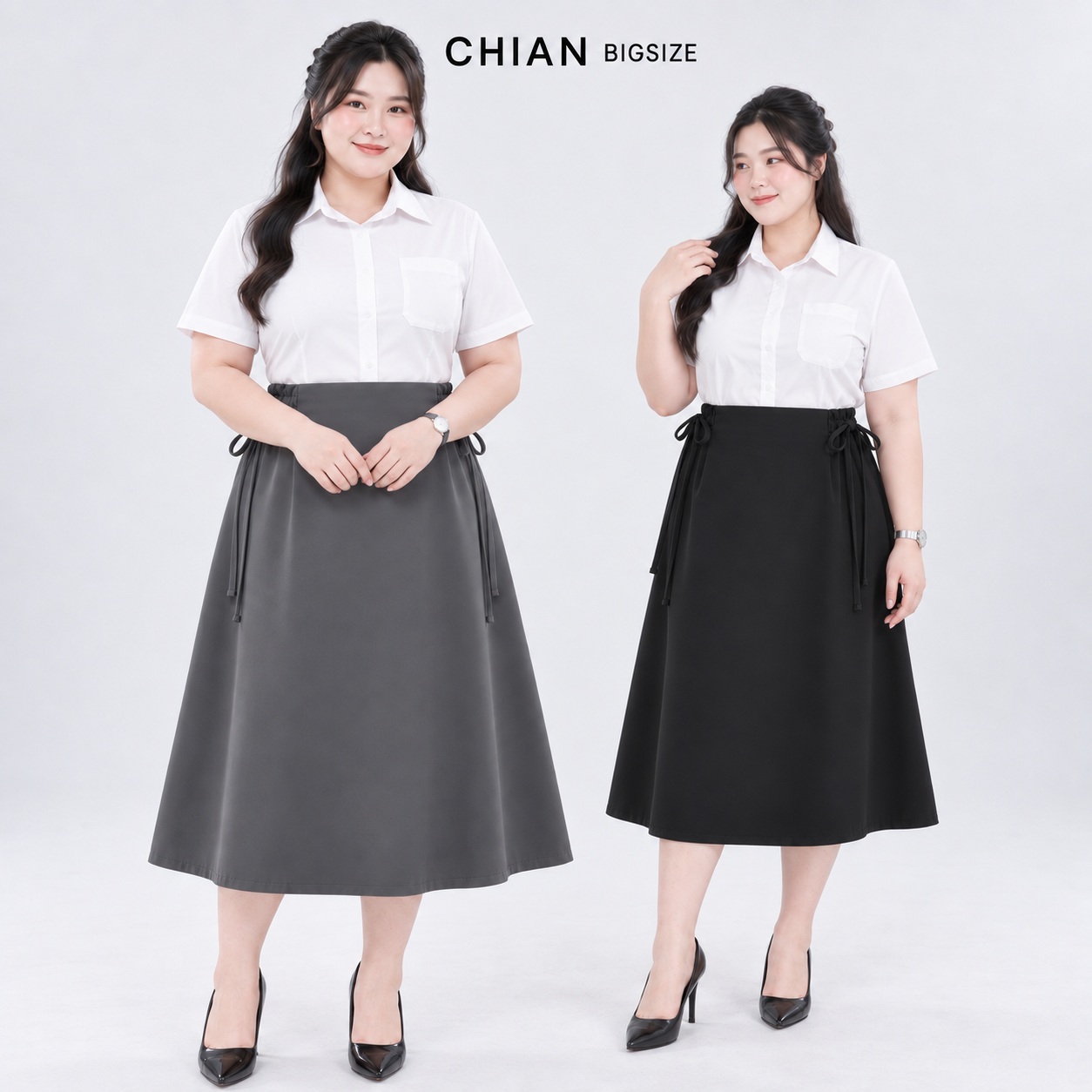 Chân Váy Bigsize Dáng Xòe A 60kg - 100kg Chất Tuyết Mưa Lót Lụa Co Giãn Nhẹ