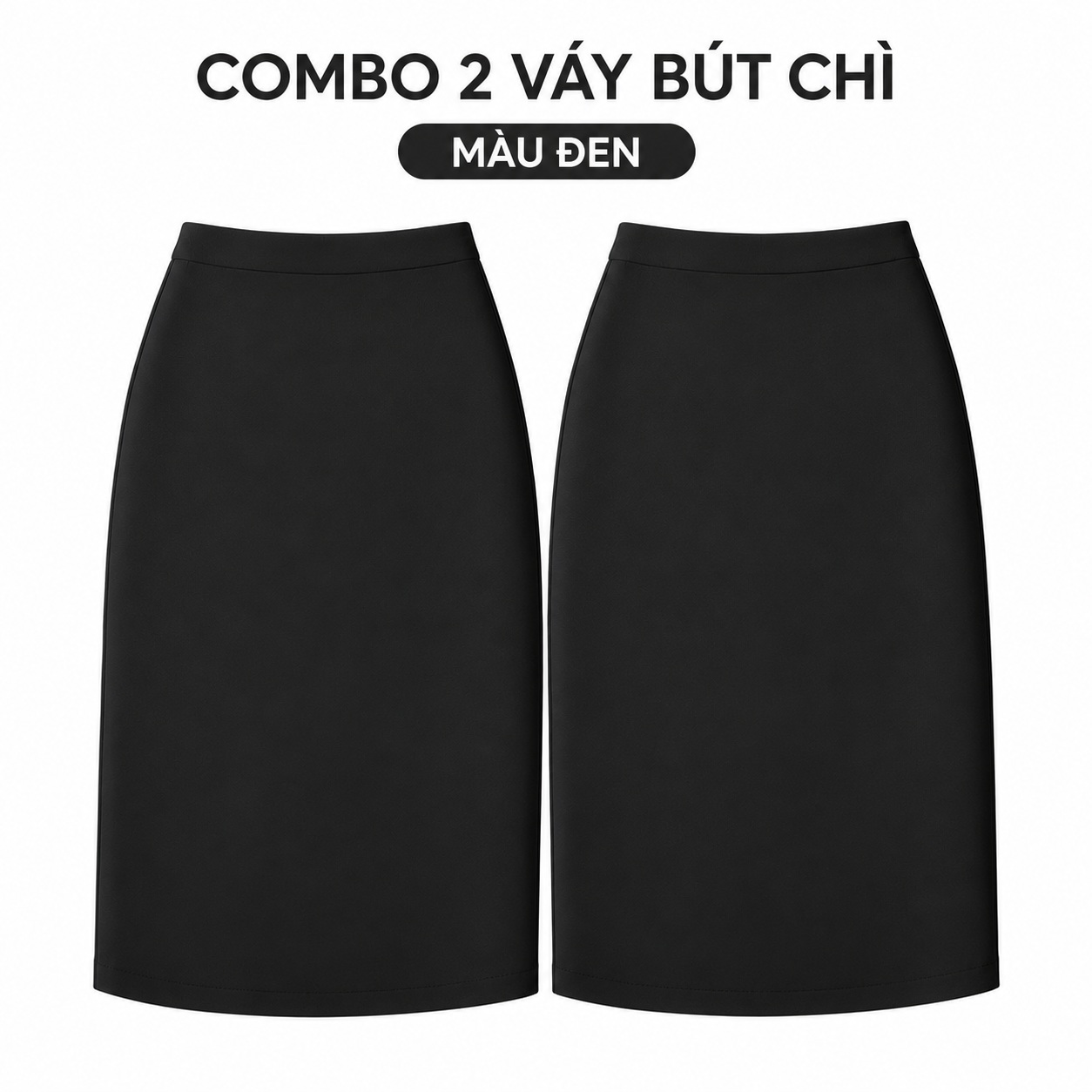 Combo 2 chân váy bút chì công sở bigsize 60kg - 100kg mặc đi làm, đi học đen