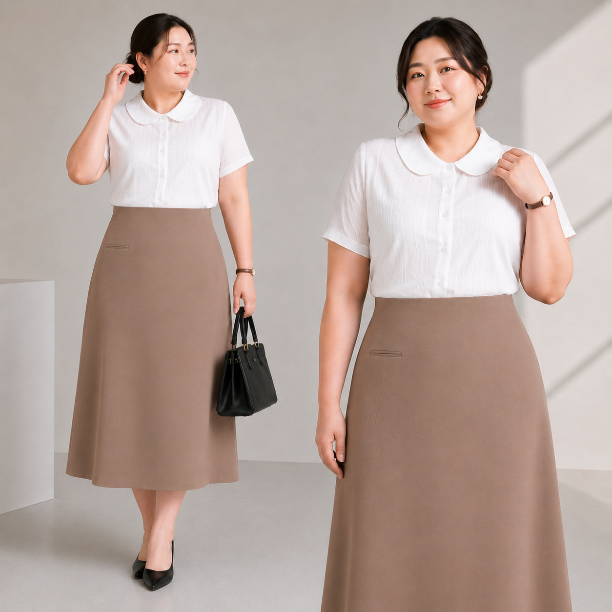 Chân váy công sở bigsize dáng dài qua gối 55kg-95kg mặc đi làm đi tiệc