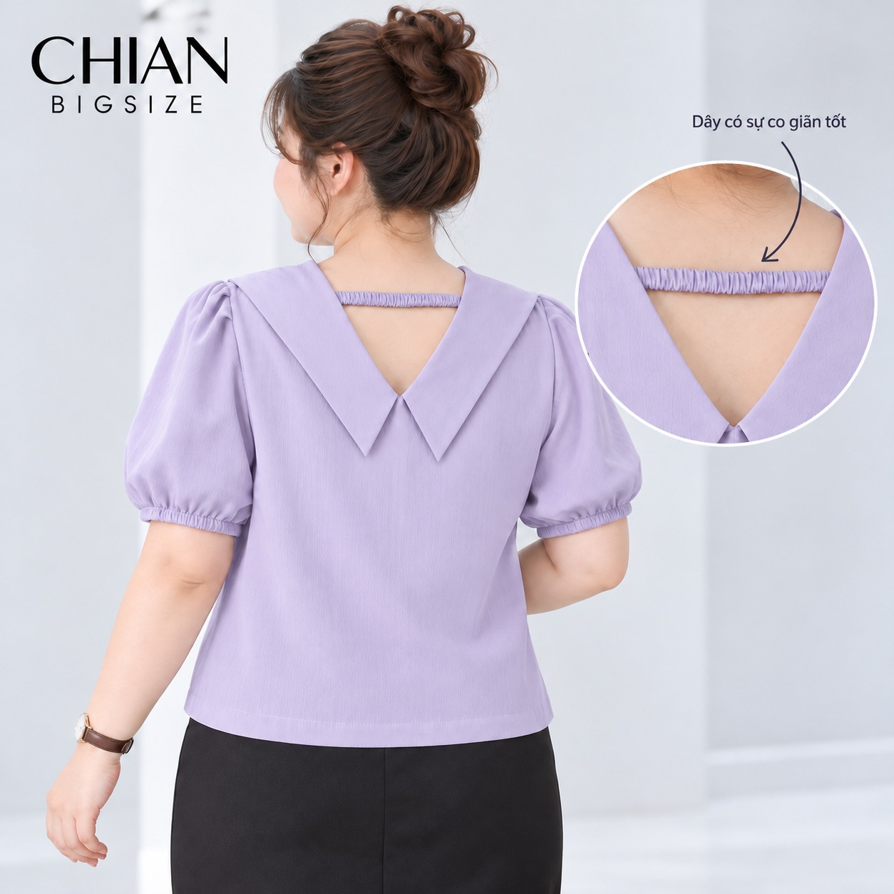 Áo sơ mi bigsize 60kg - 95kg kiểu nơ cổ dây lưng phù hợp mặc đi chơi du lịch