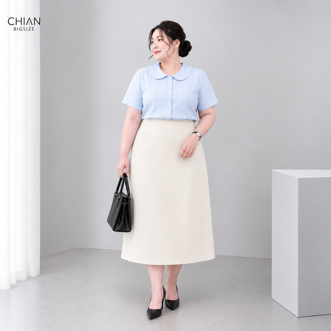 Chân váy công sở bigsize dáng dài qua gối 55kg-95kg mặc đi làm đi tiệc