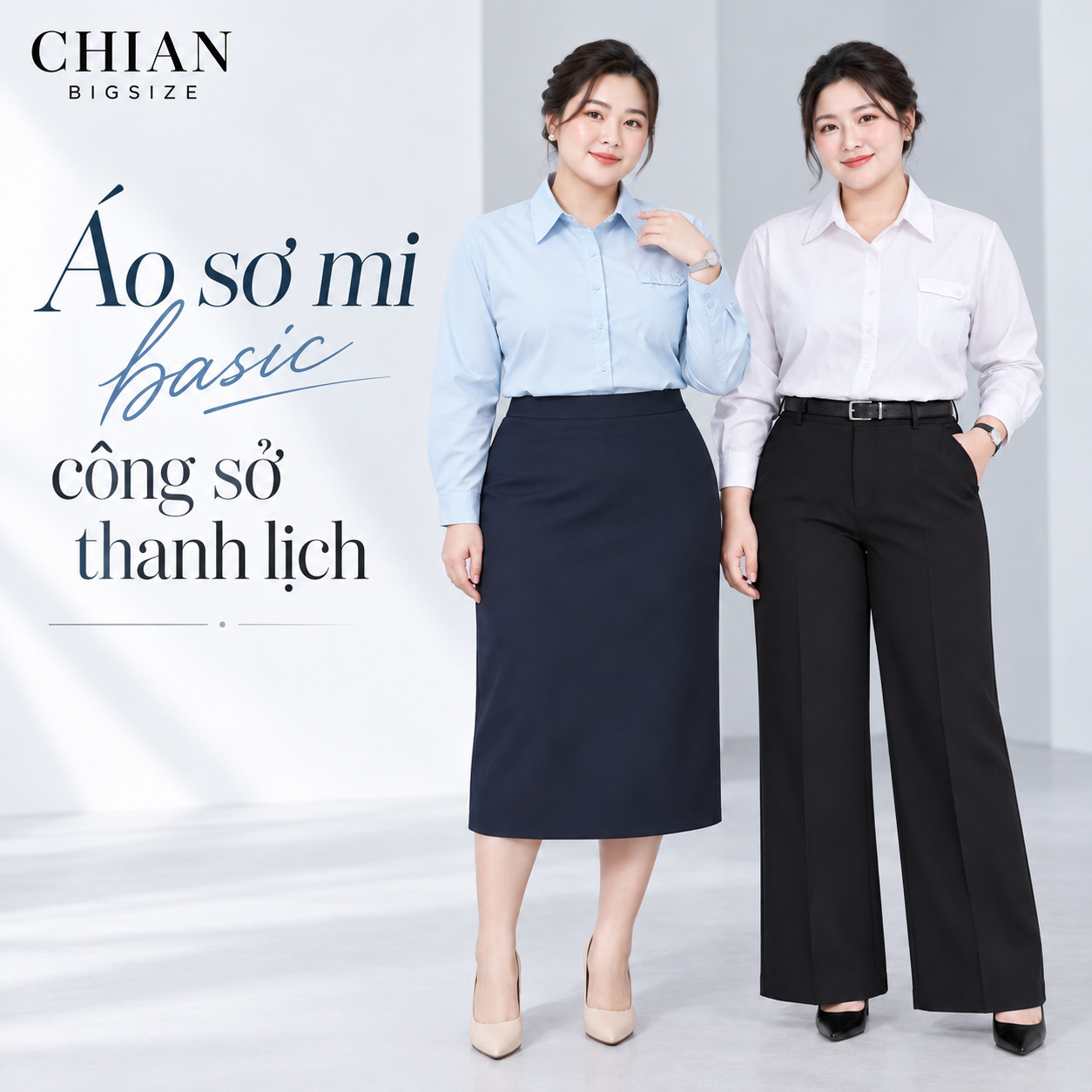Áo sơ mi bigsize 60kg-100kg thêu chữ phom dáng basic năng động, phong cách