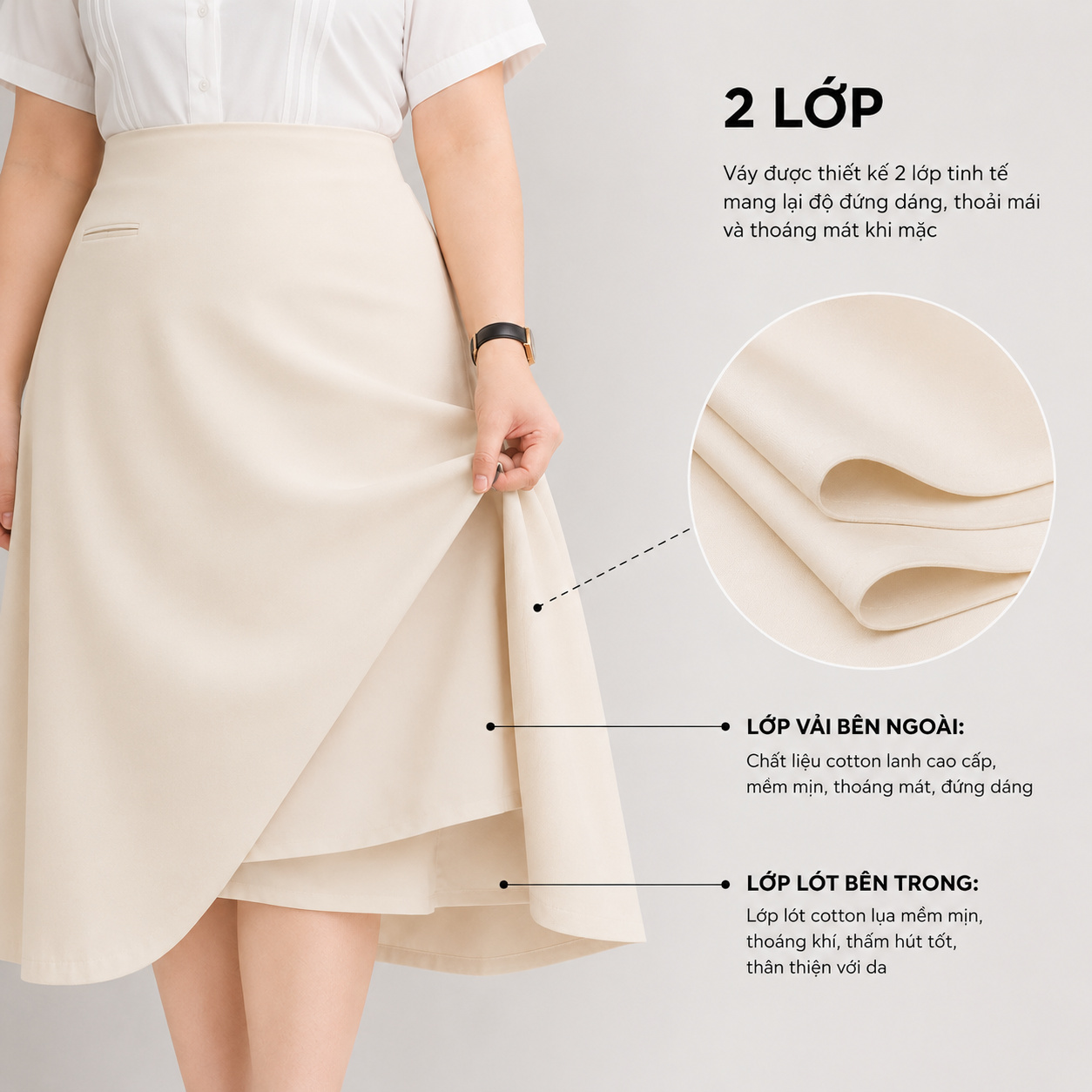 Chân váy công sở bigsize dáng dài qua gối 55kg-95kg mặc đi làm đi tiệc