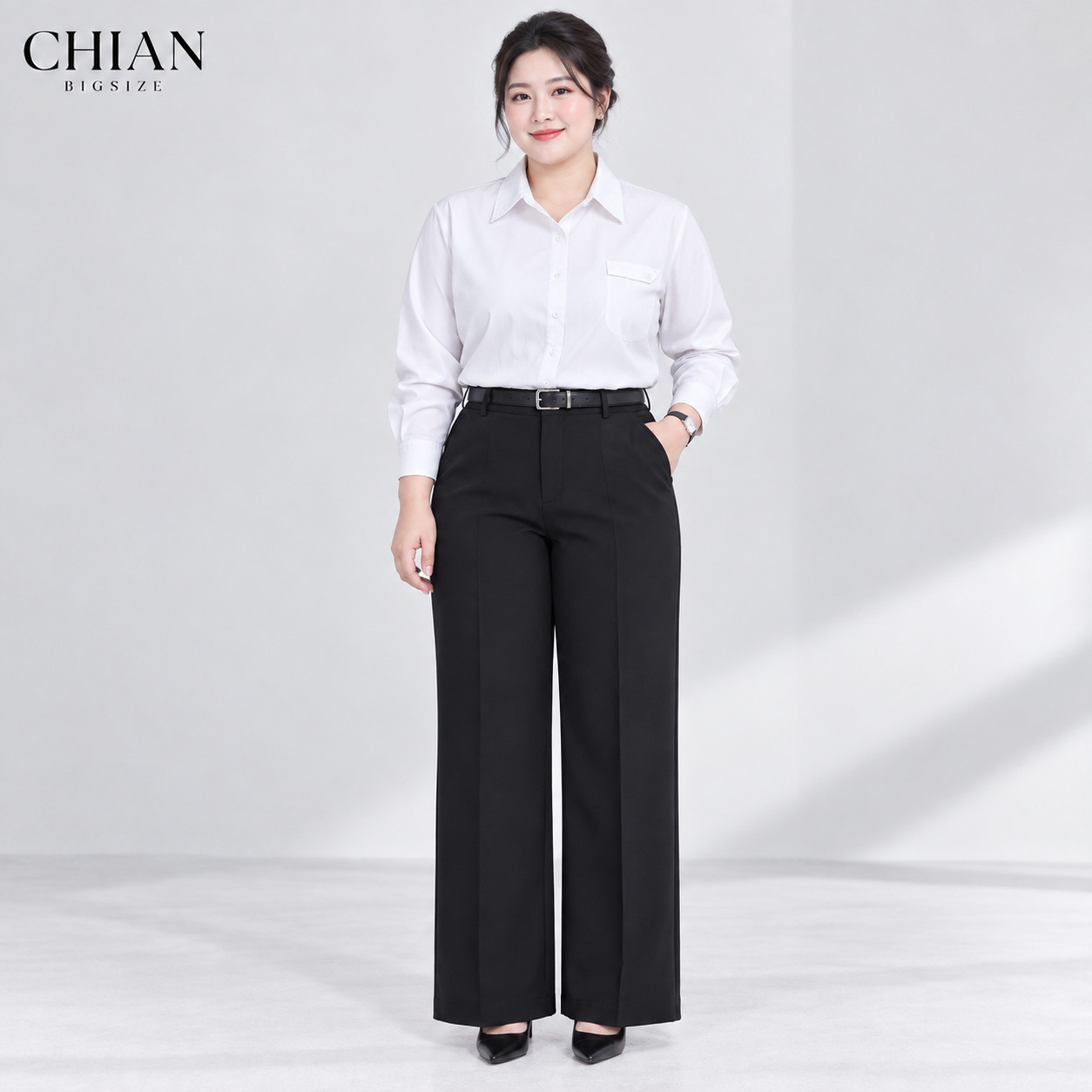Áo sơ mi bigsize 60kg-100kg thêu chữ phom dáng basic năng động, phong cách