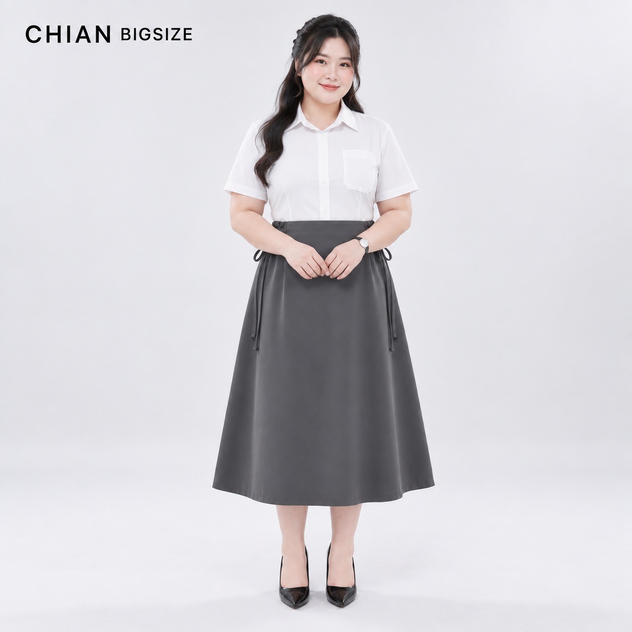 Chân Váy Bigsize Dáng Xòe A 60kg - 100kg Chất Tuyết Mưa Lót Lụa Co Giãn Nhẹ