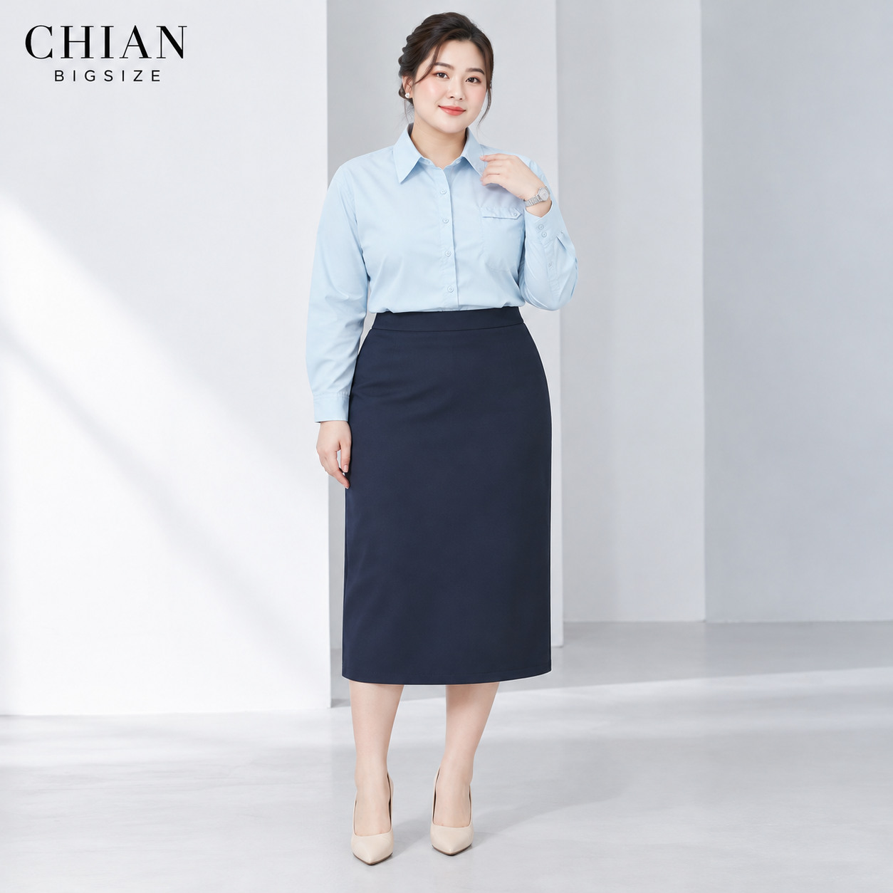 Áo sơ mi bigsize 60kg-100kg thêu chữ phom dáng basic năng động, phong cách