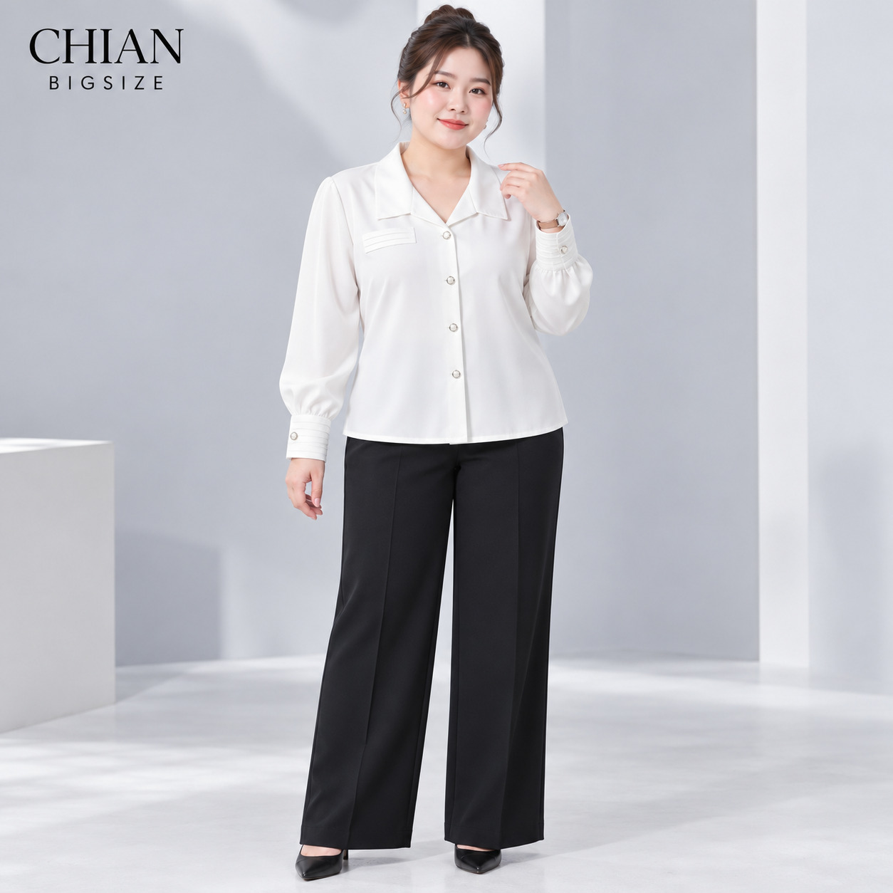 Aó sơ mi bigsize 60kg - 95kgkg kiểu dáng basic phù hợp mặc đi làm , đi dạy.