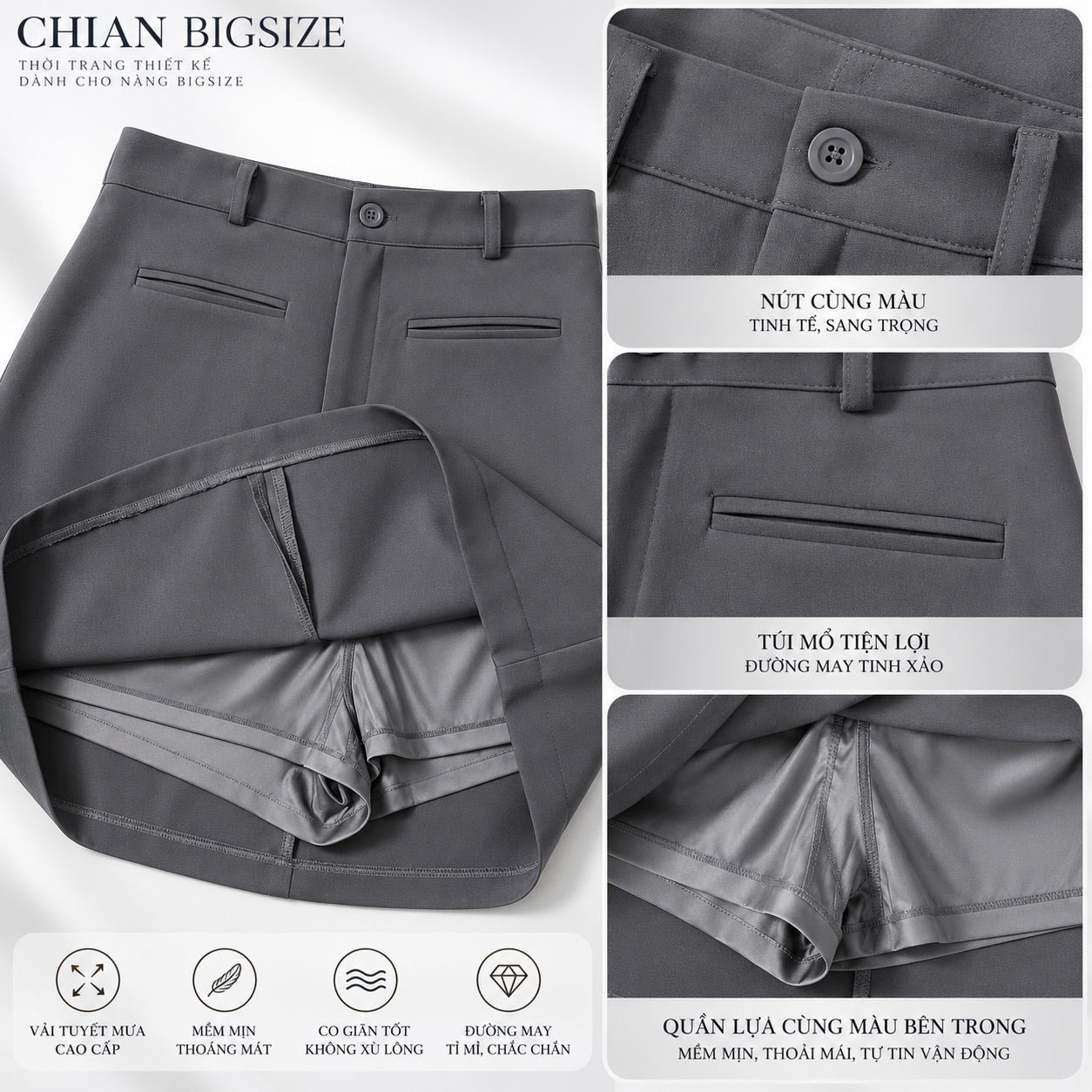 Chân Váy Chữ A Lưng Cao Bigsize 60 - 100kg