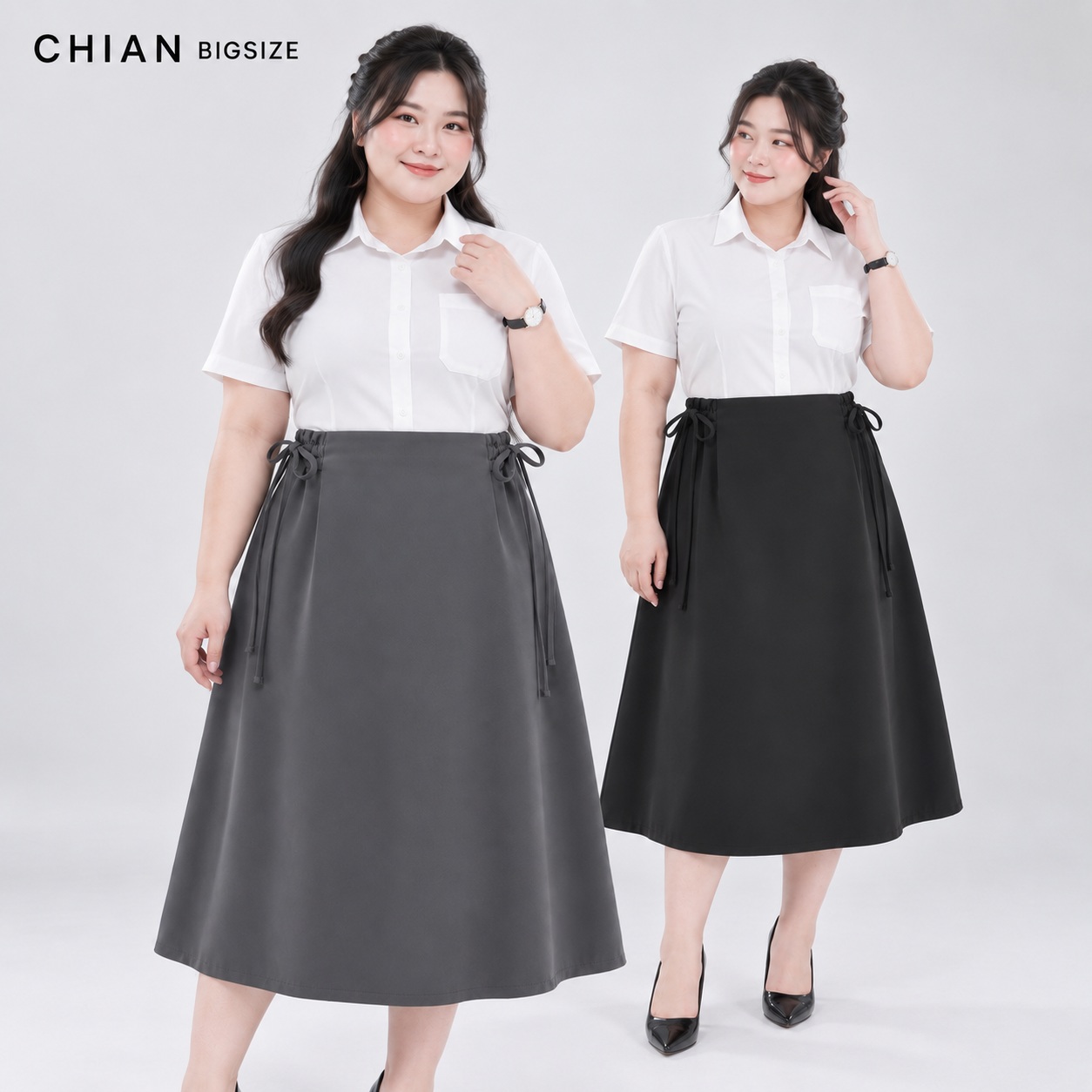 Chân Váy Bigsize Dáng Xòe A 60kg - 100kg Chất Tuyết Mưa Lót Lụa Co Giãn Nhẹ