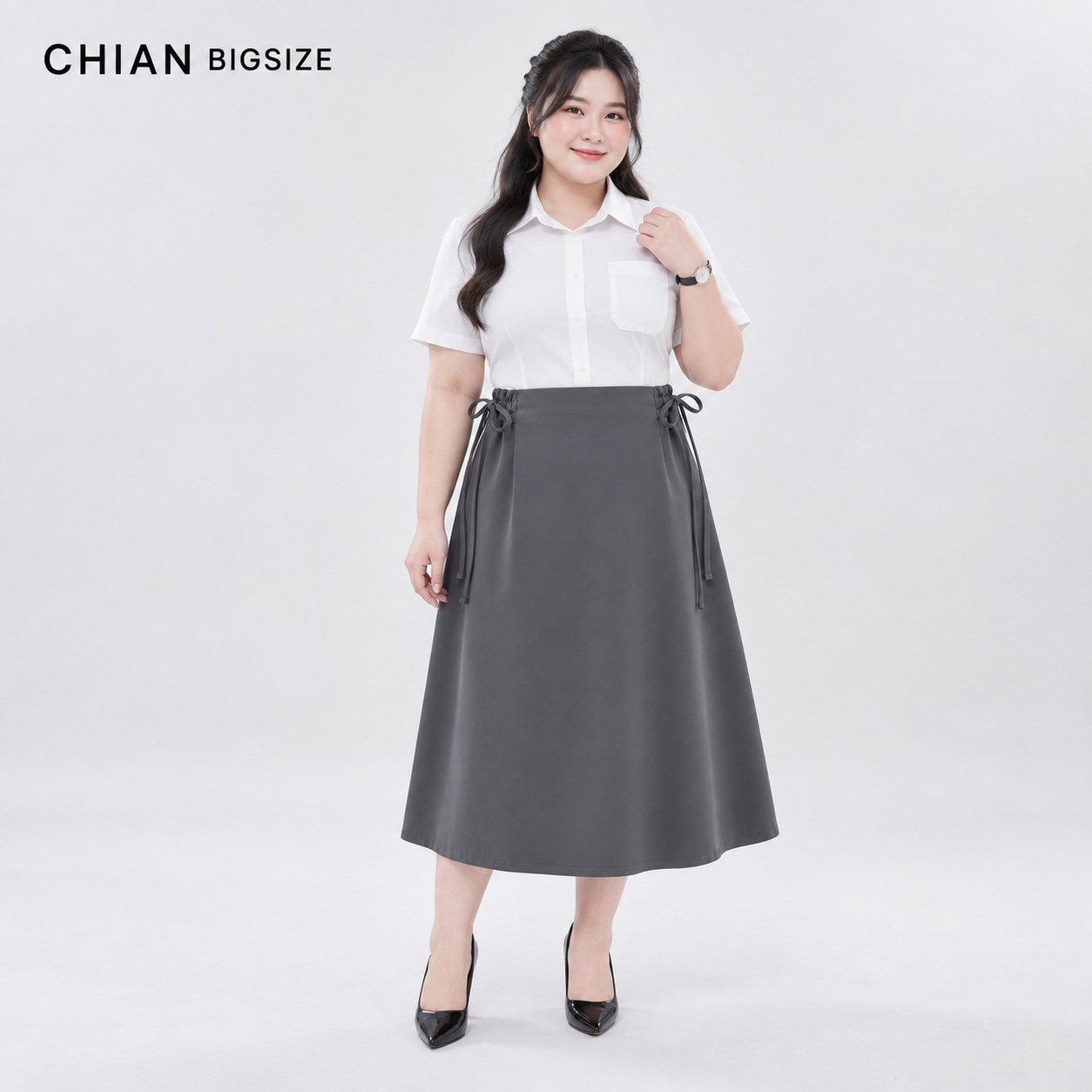 Chân Váy Bigsize Dáng Xòe A 60kg - 100kg Chất Tuyết Mưa Lót Lụa Co Giãn Nhẹ