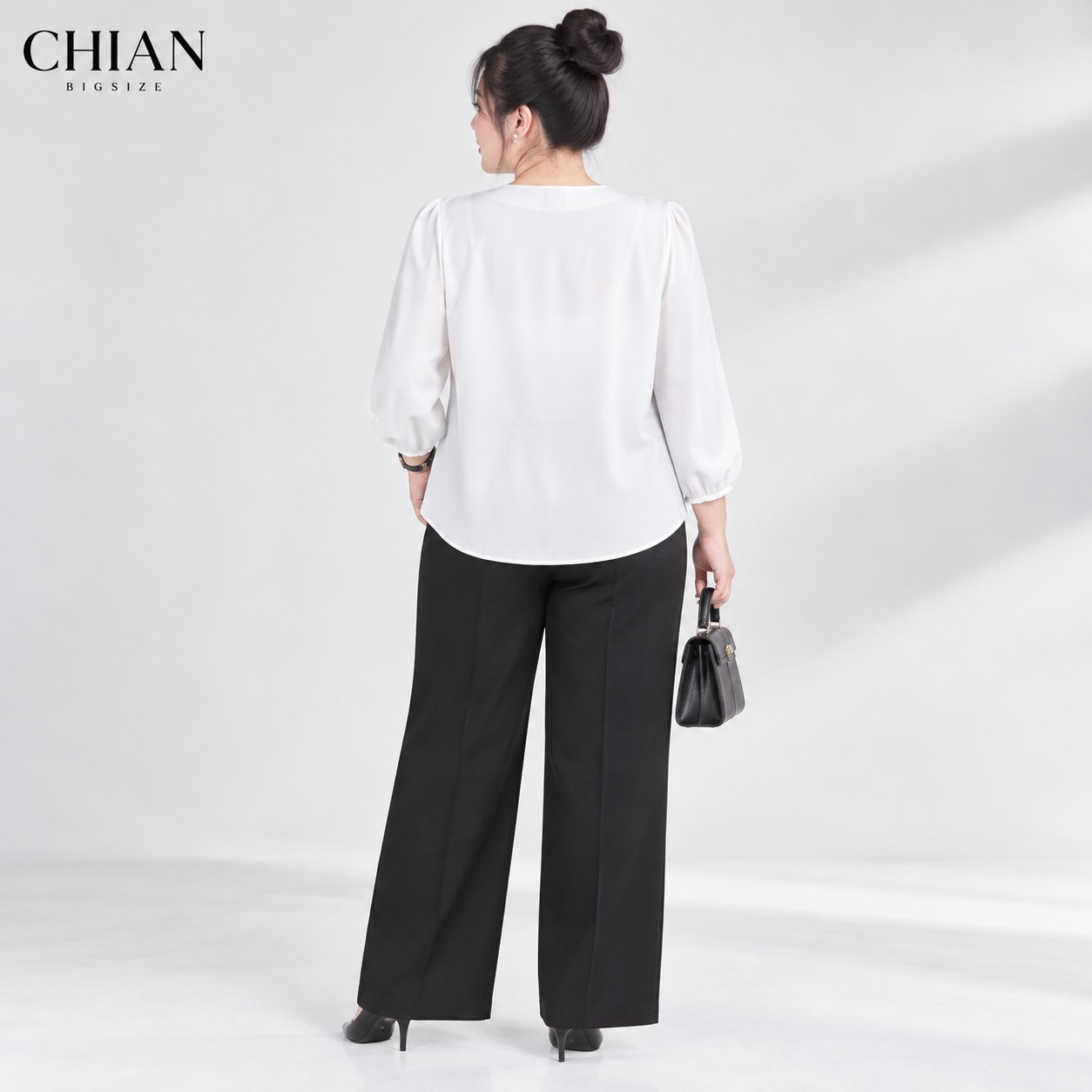 Áo sơ mi cột nơ vai bigsize 55Kg - 95kg áo sơ mi bigsize công sở áo sơ mi dễ thương
