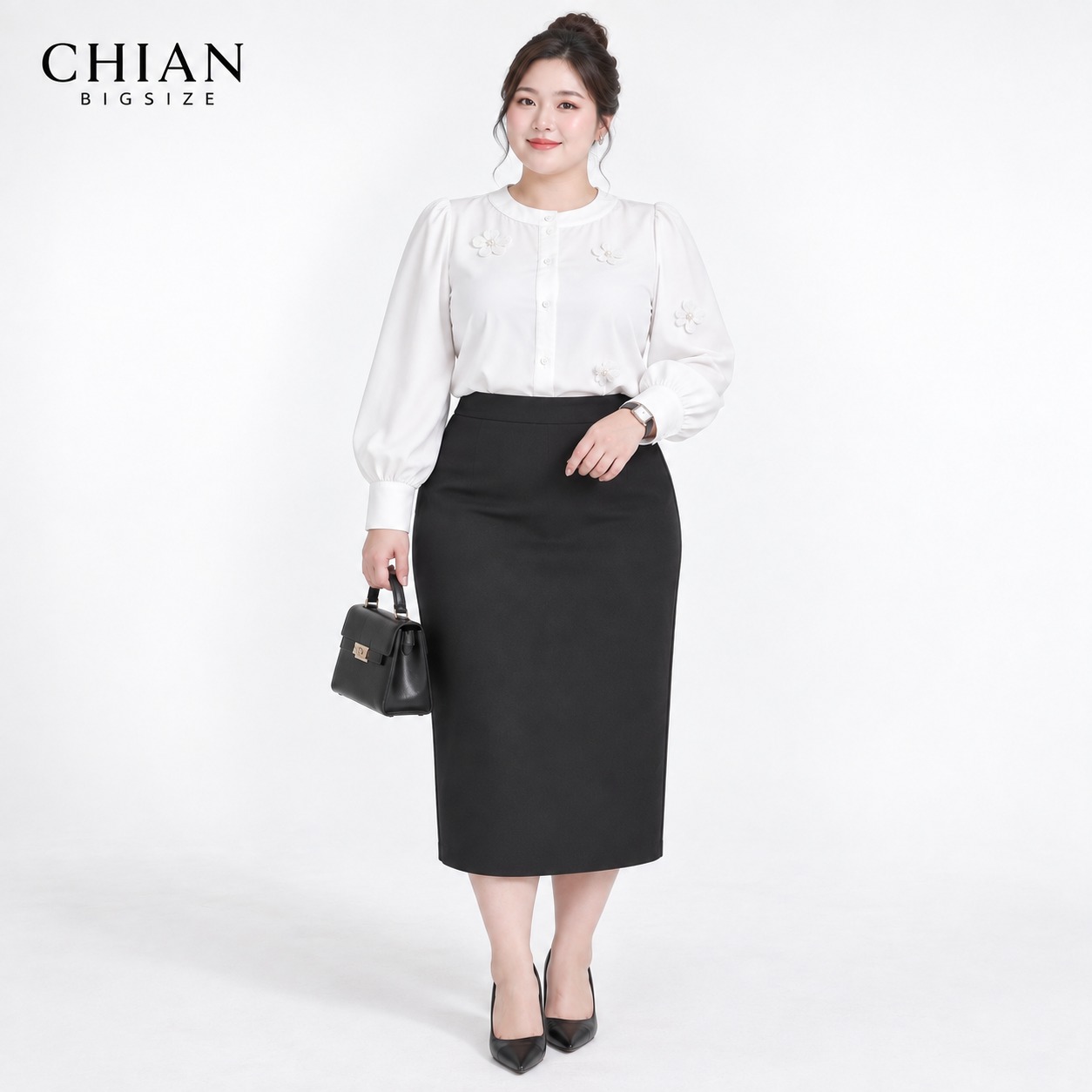 Áo sơ mi nữ bigsize 60kg - 100kg kiểu dáng cột eo thanh lịch phù hợp mặc đi làm đi chơi