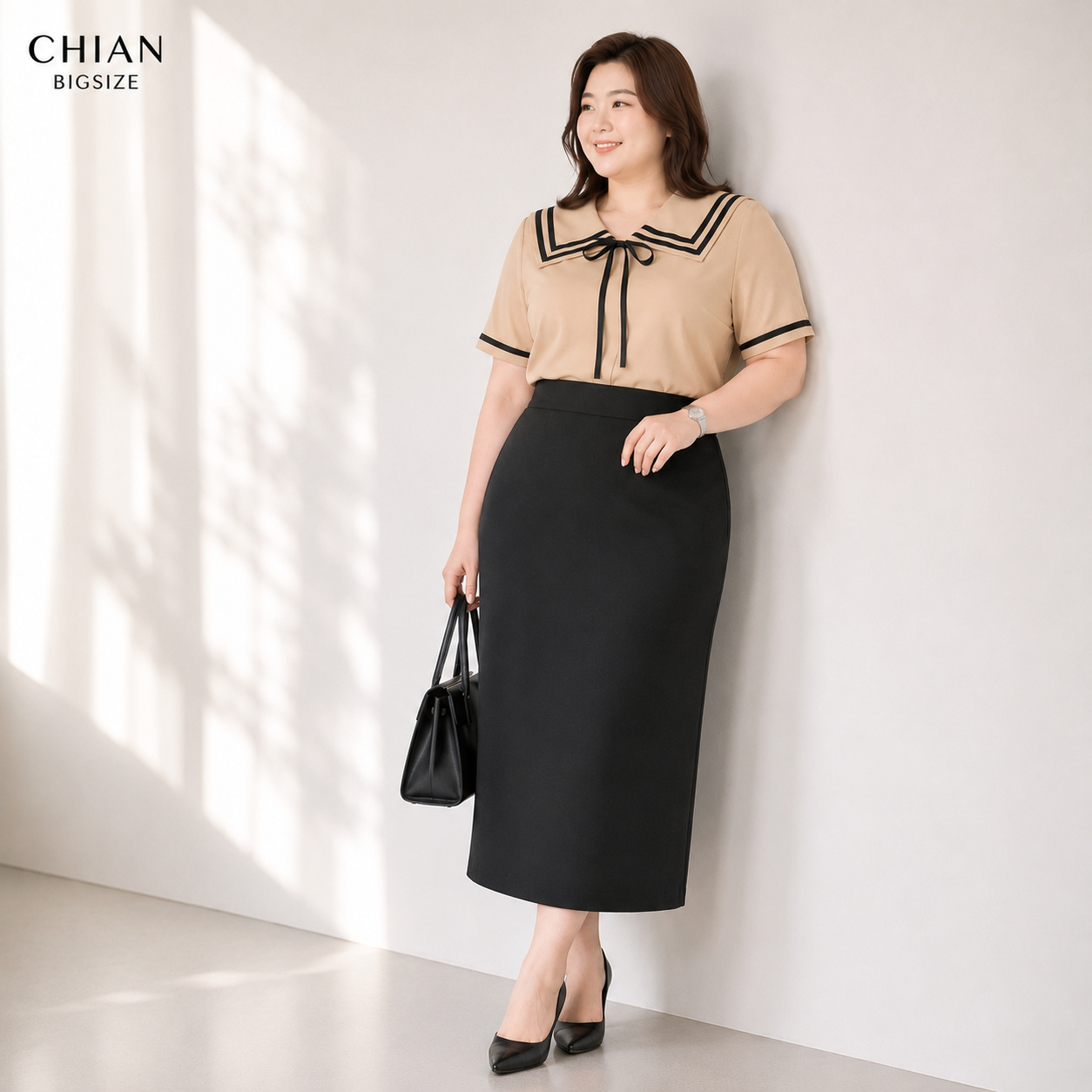 Áo sơ mi bigsize 60kg - 95kg kiểu dáng cổ thuỷ thủ phù hợp mặc đi làm, đi học, đi chơi