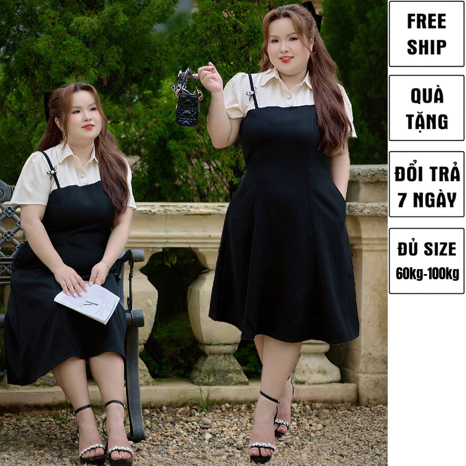 CA030015 Đầm nữ bigsize 60kg - 100kg chất liệu tuyết mưa có độ co giãn nhẹ , có túi phù hợp mặc đi làm, đi tiêc , đi chơi