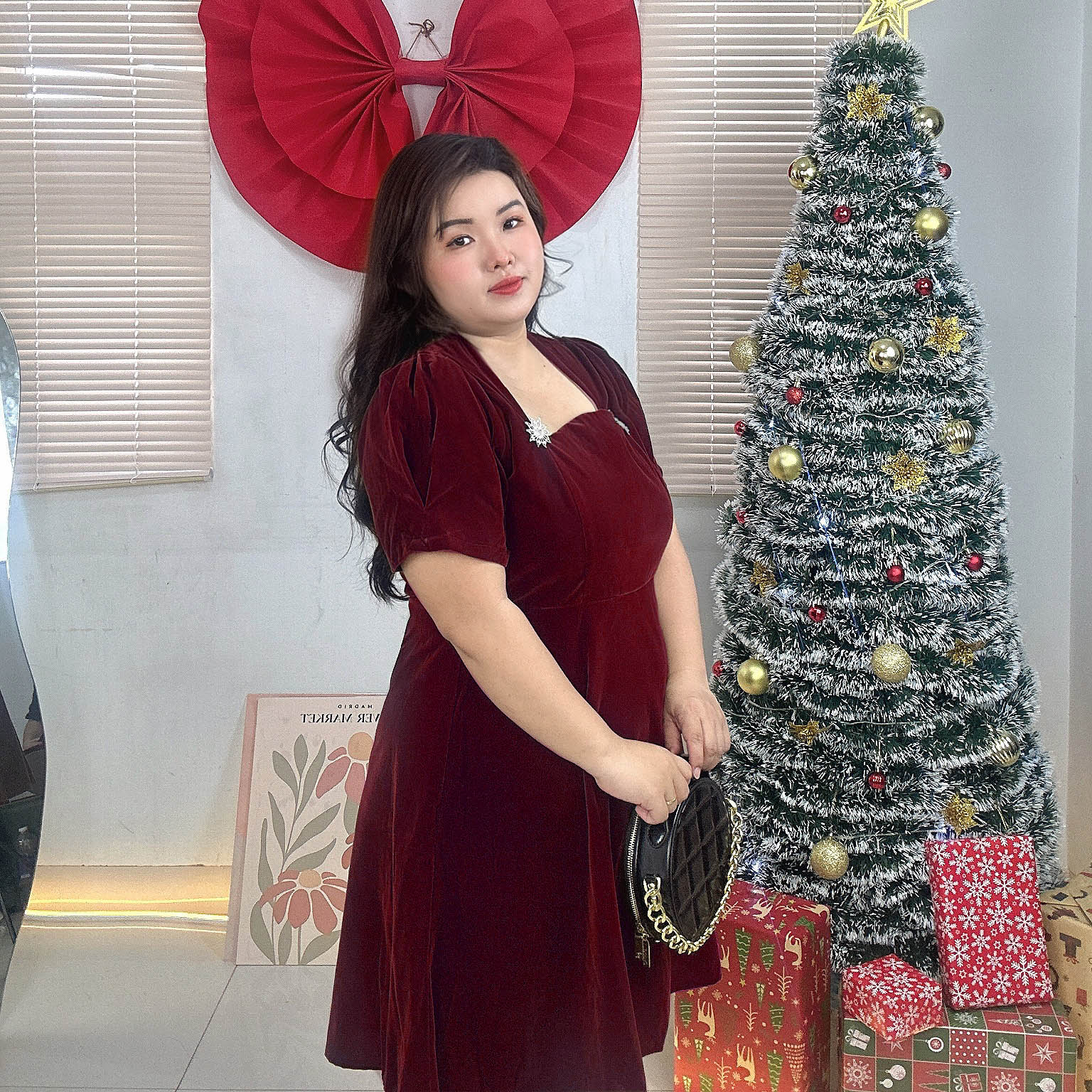 Đầm nhung kem tag đá cao cấp bigsize 60kg - 95kg