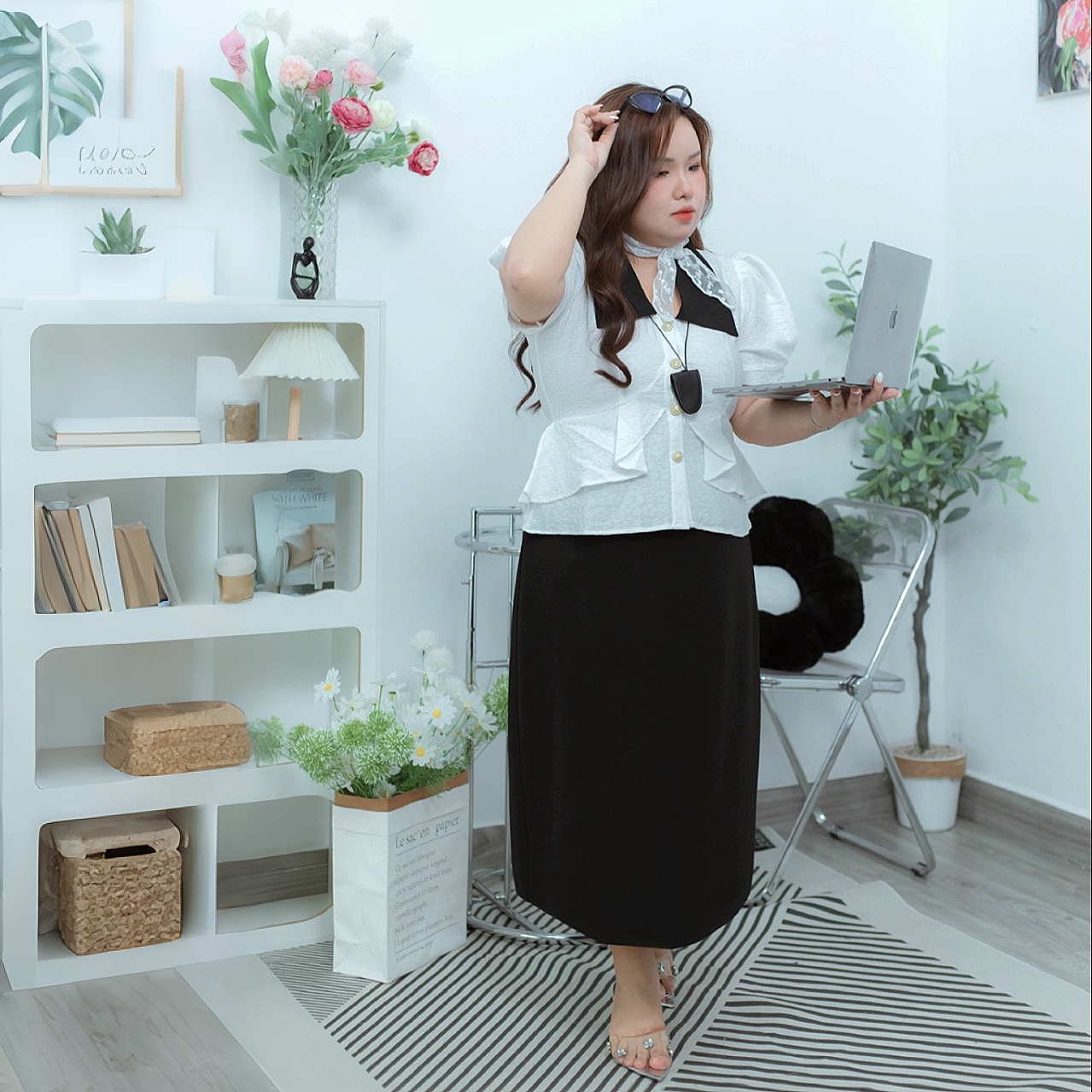 [MUA1TẶNG1]Áo sơ mi peplum công sở 60kg - 95kg bigsize sơ mi mặc đi chơi đi học