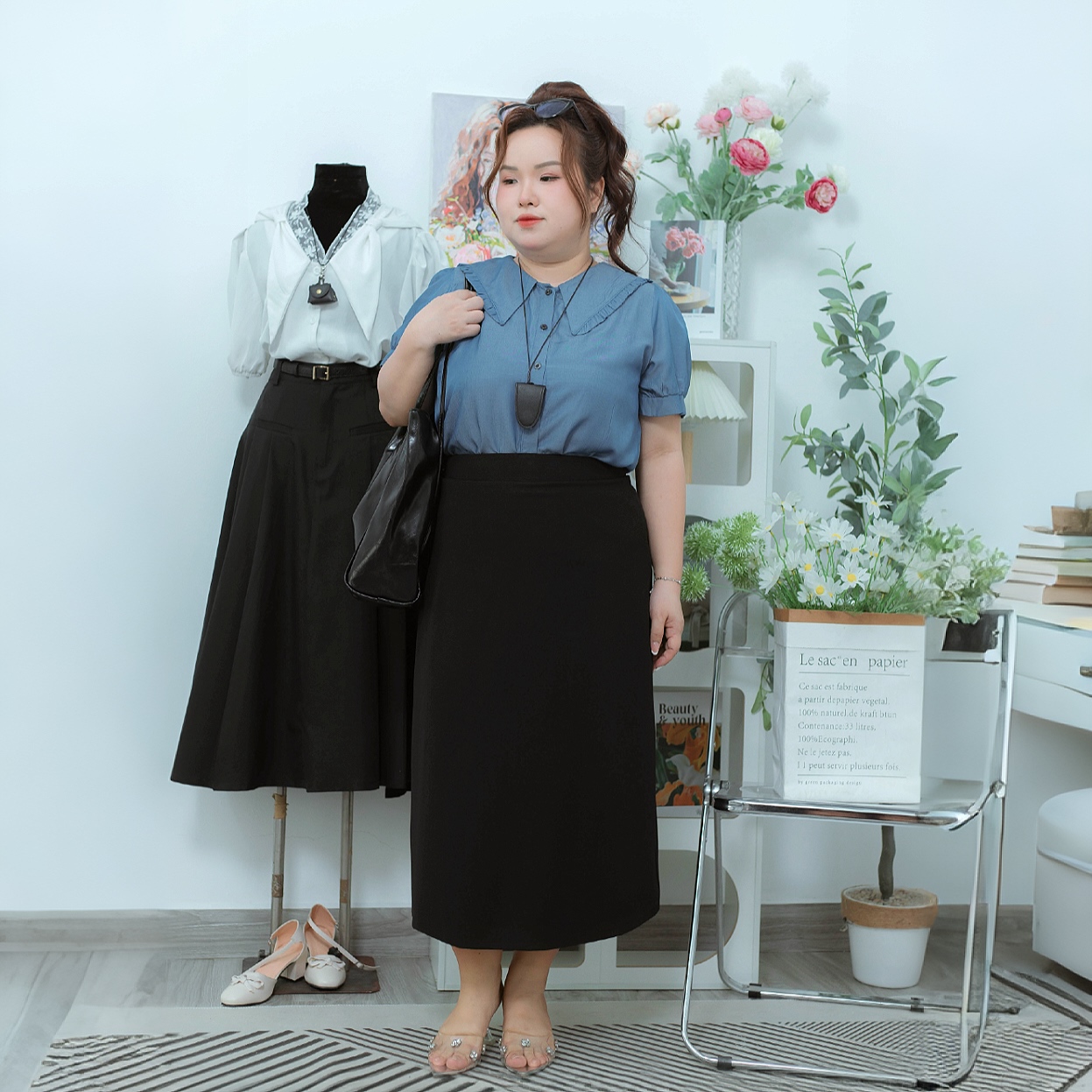 Sơ mi jean bigsize 60kg - 95kg đi chơi đi làm công sở bigsize