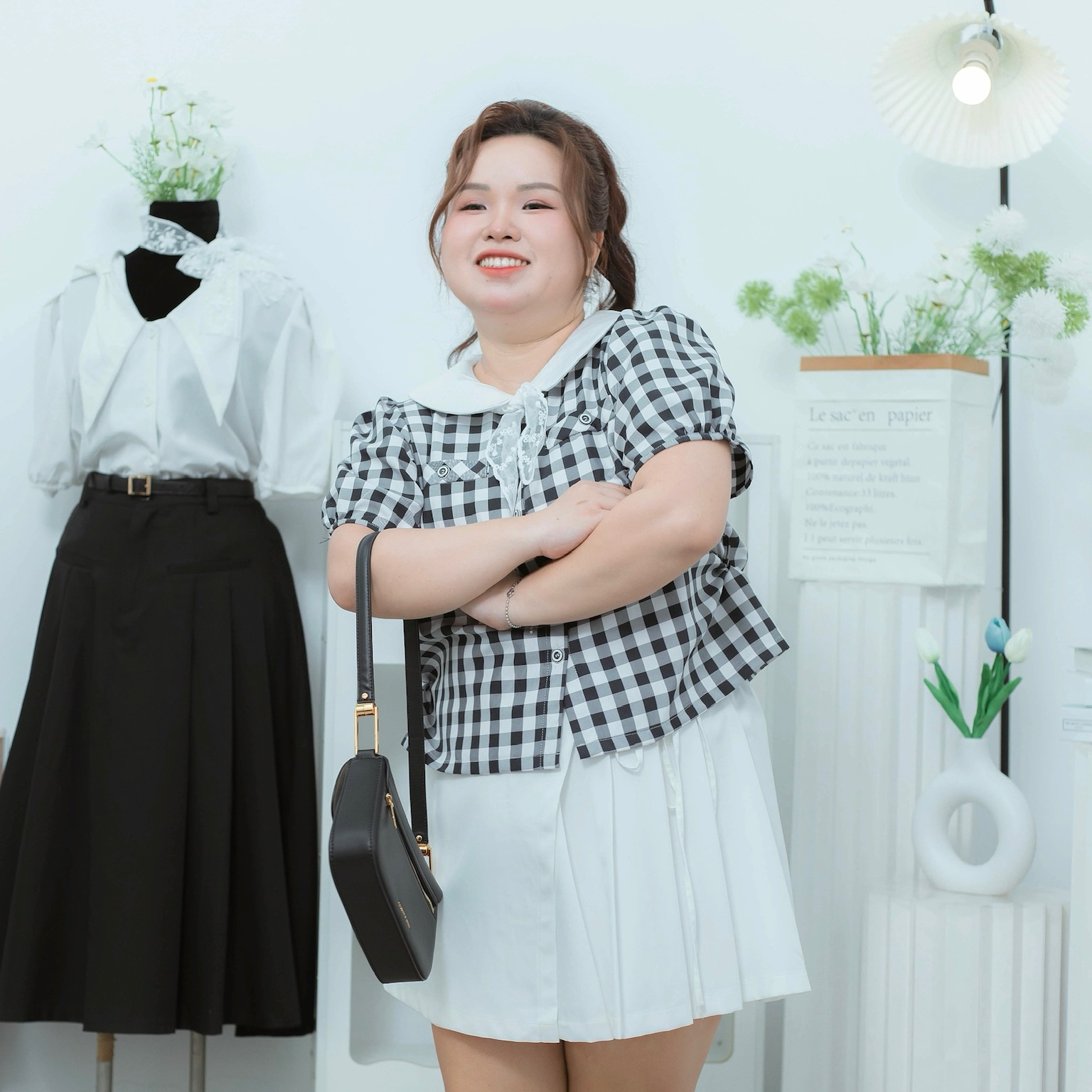 Áo sơ mi caro cổ sen bigsize 60kkg-90kg mặc công sở đi làm đi chơi