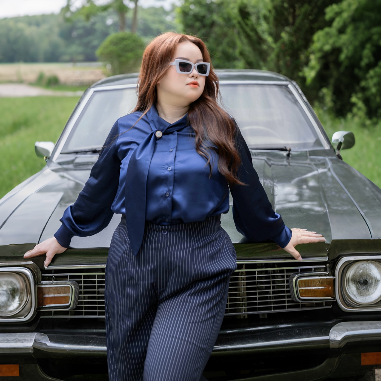 Áo sơ mi nữ bigsize size 60kg - 100kg kiểu dáng cổ lệch sang trọng thanh lịch