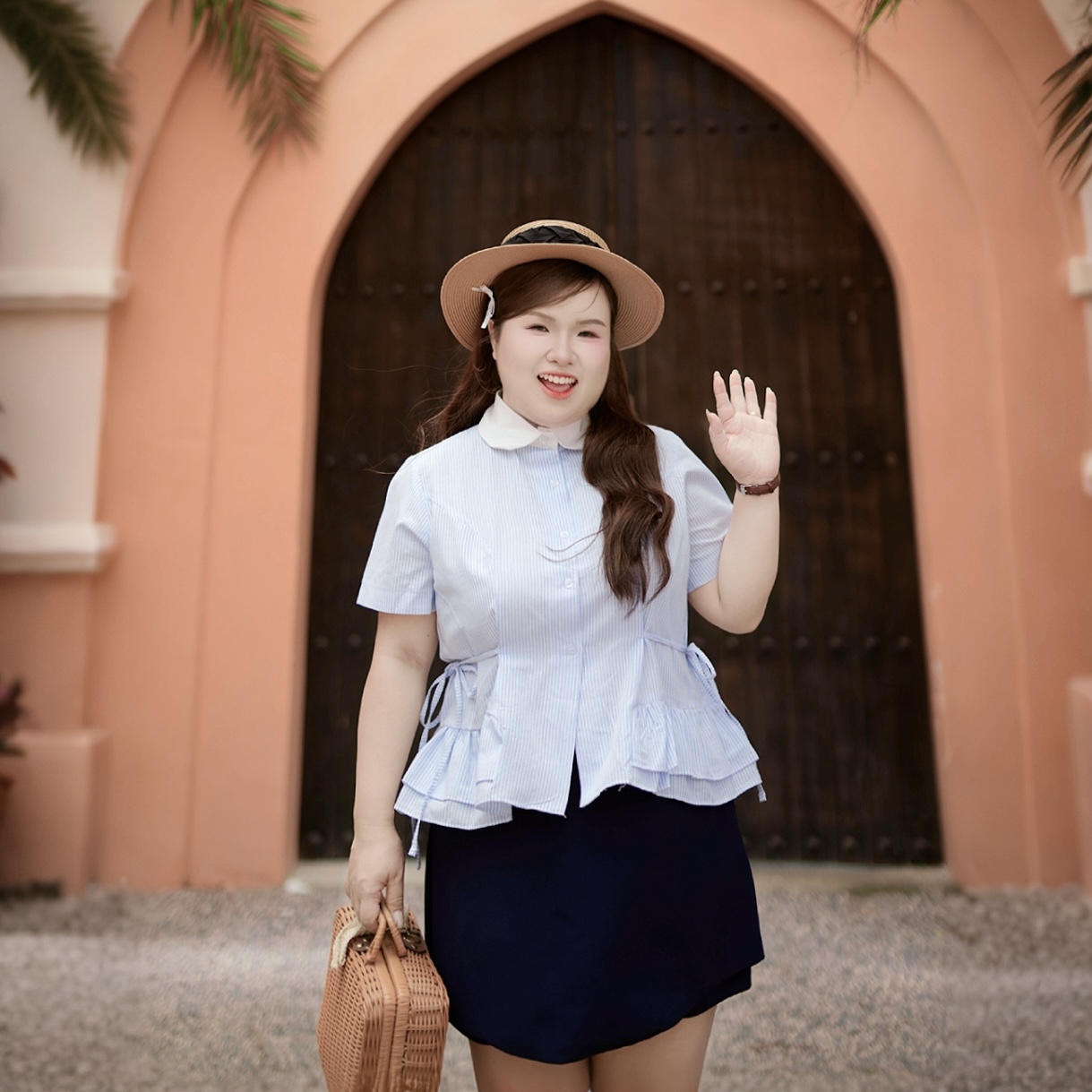 Áo sơ mi nữ bigsize 60kg - 100kg dáng bèo 2 bên eo cột nơ