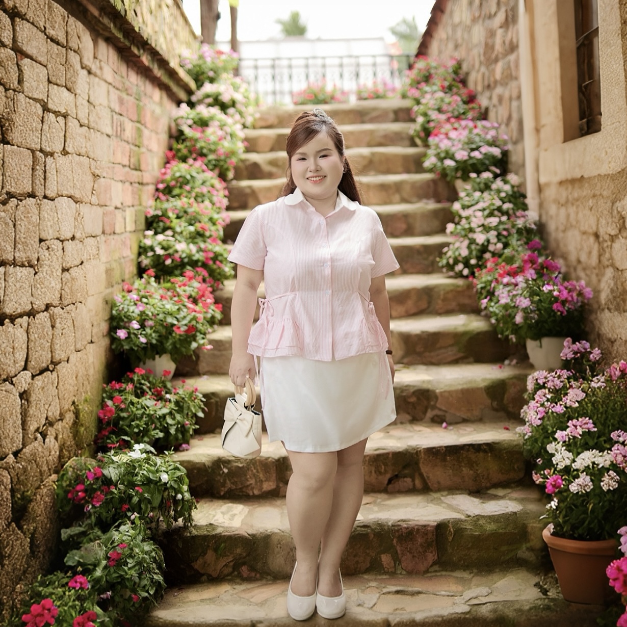 Áo sơ mi nữ bigsize 60kg - 100kg dáng bèo 2 bên eo cột nơ