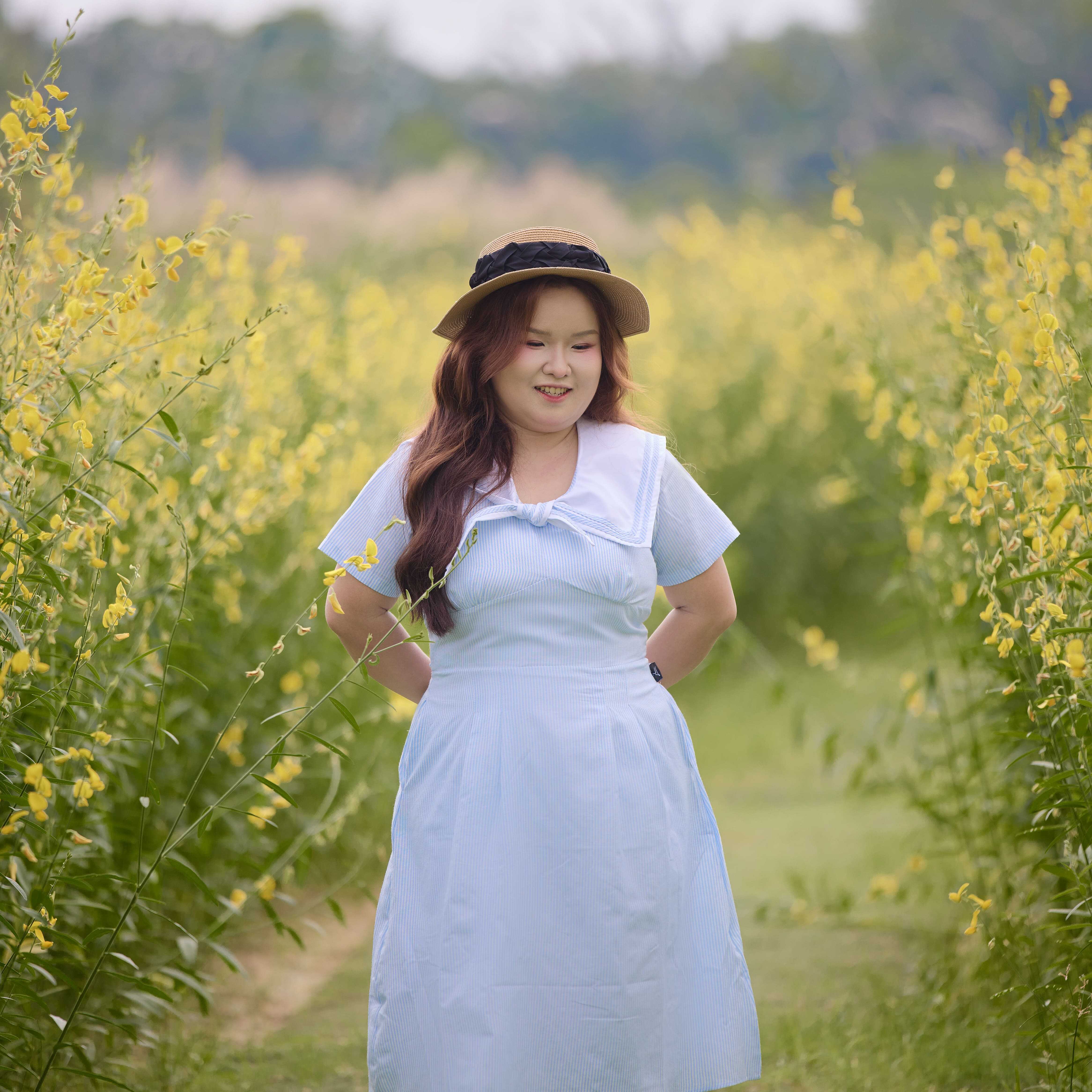 Đầm cổ thuỷ thủ bigsize 60kg - 95kg sọc dọc gọn dáng phù hợp mặc đi làm, đi tiệc, đi chơi