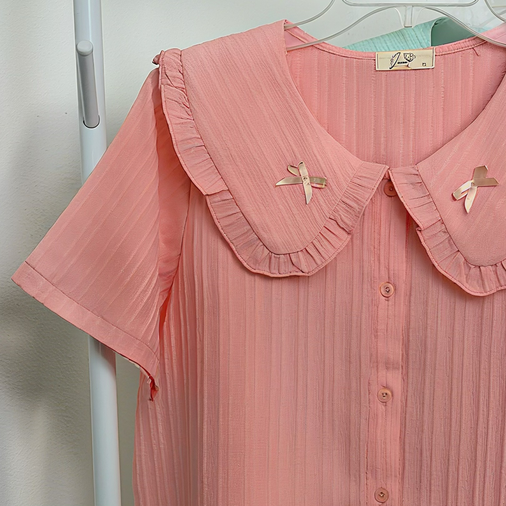 Aó sơ mi bigsize 60kg - 90kg vải gân sọc nơ cổ phù hợp mặc đi làm đi học