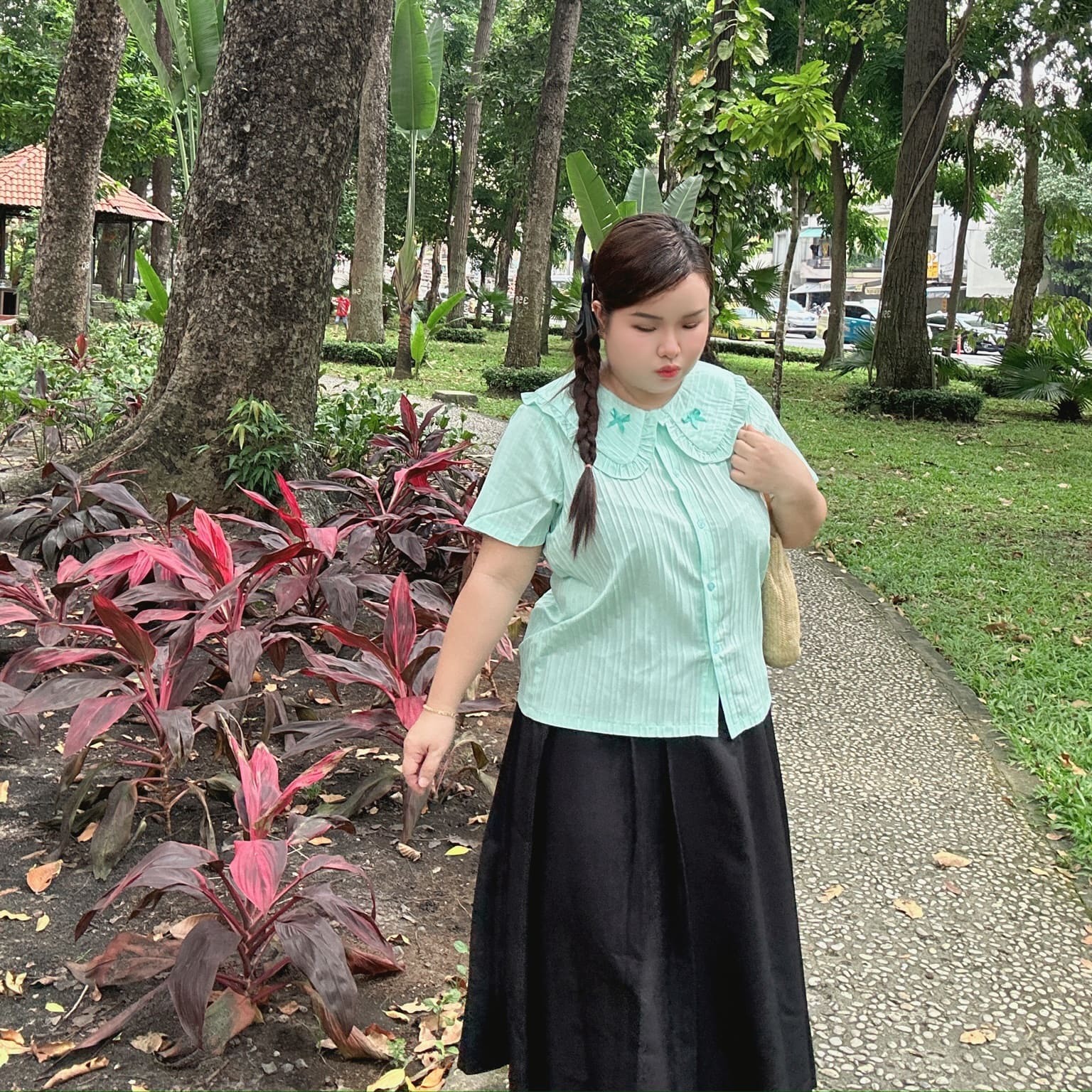 Aó sơ mi bigsize 60kg - 90kg vải gân sọc nơ cổ phù hợp mặc đi làm đi học