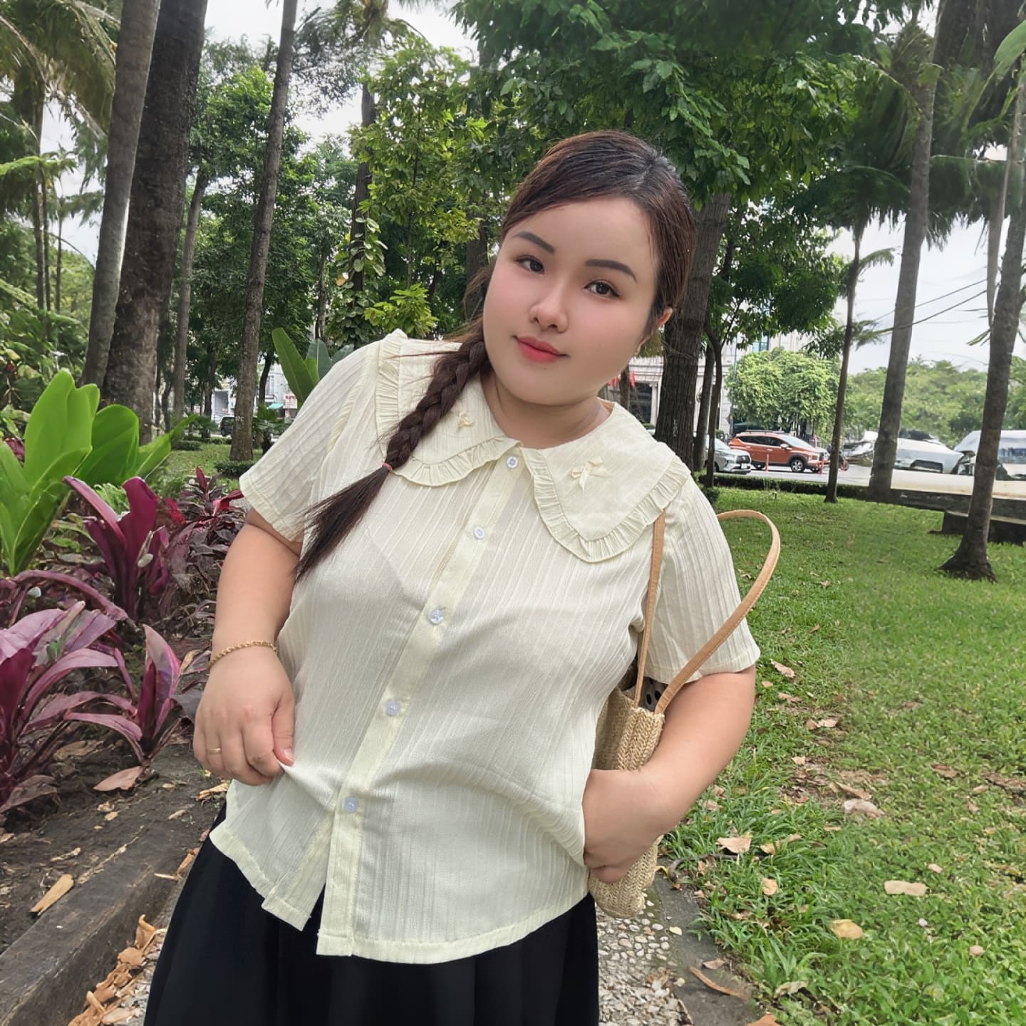 Aó sơ mi bigsize 60kg - 90kg vải gân sọc nơ cổ phù hợp mặc đi làm đi học