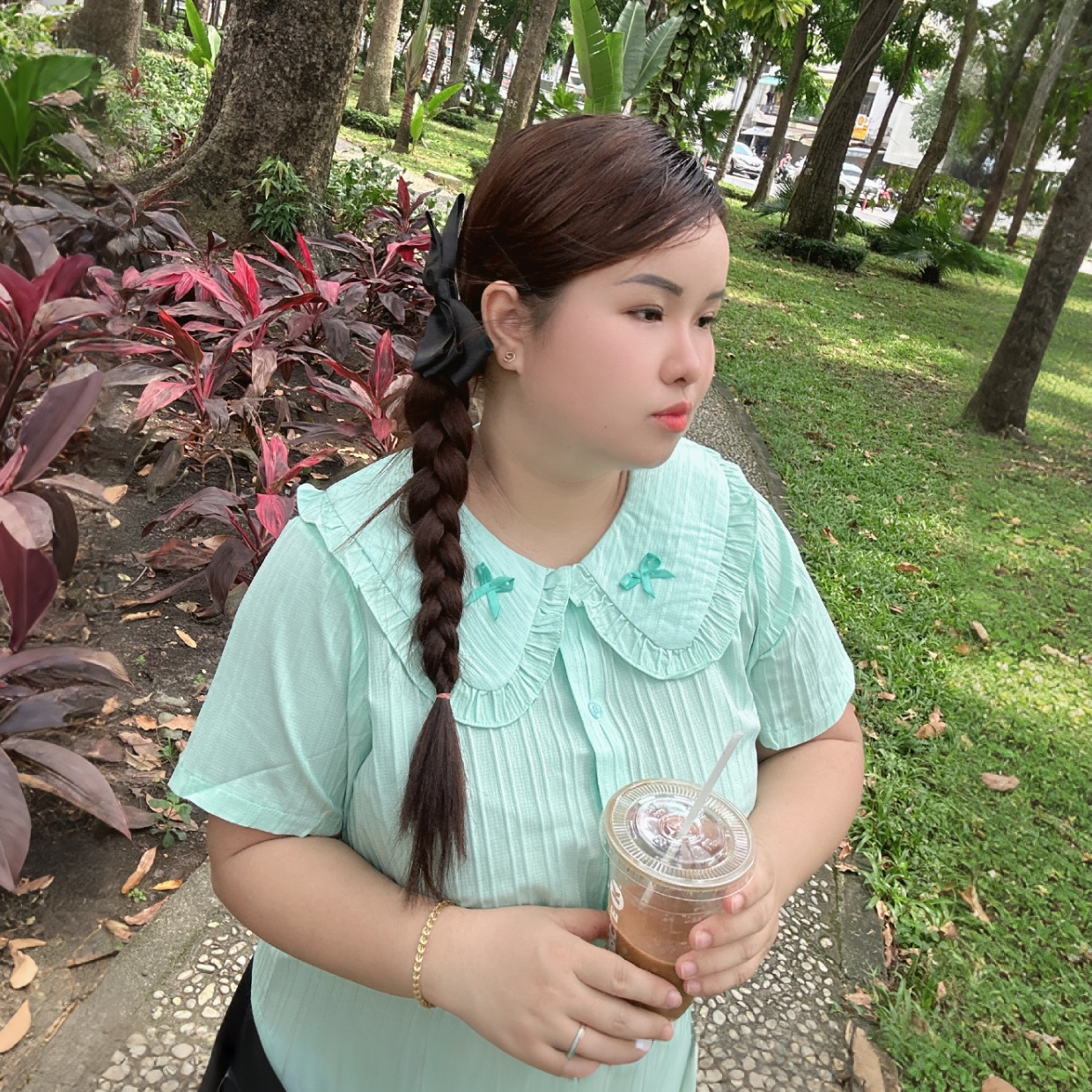 Aó sơ mi bigsize 60kg - 90kg vải gân sọc nơ cổ phù hợp mặc đi làm đi học