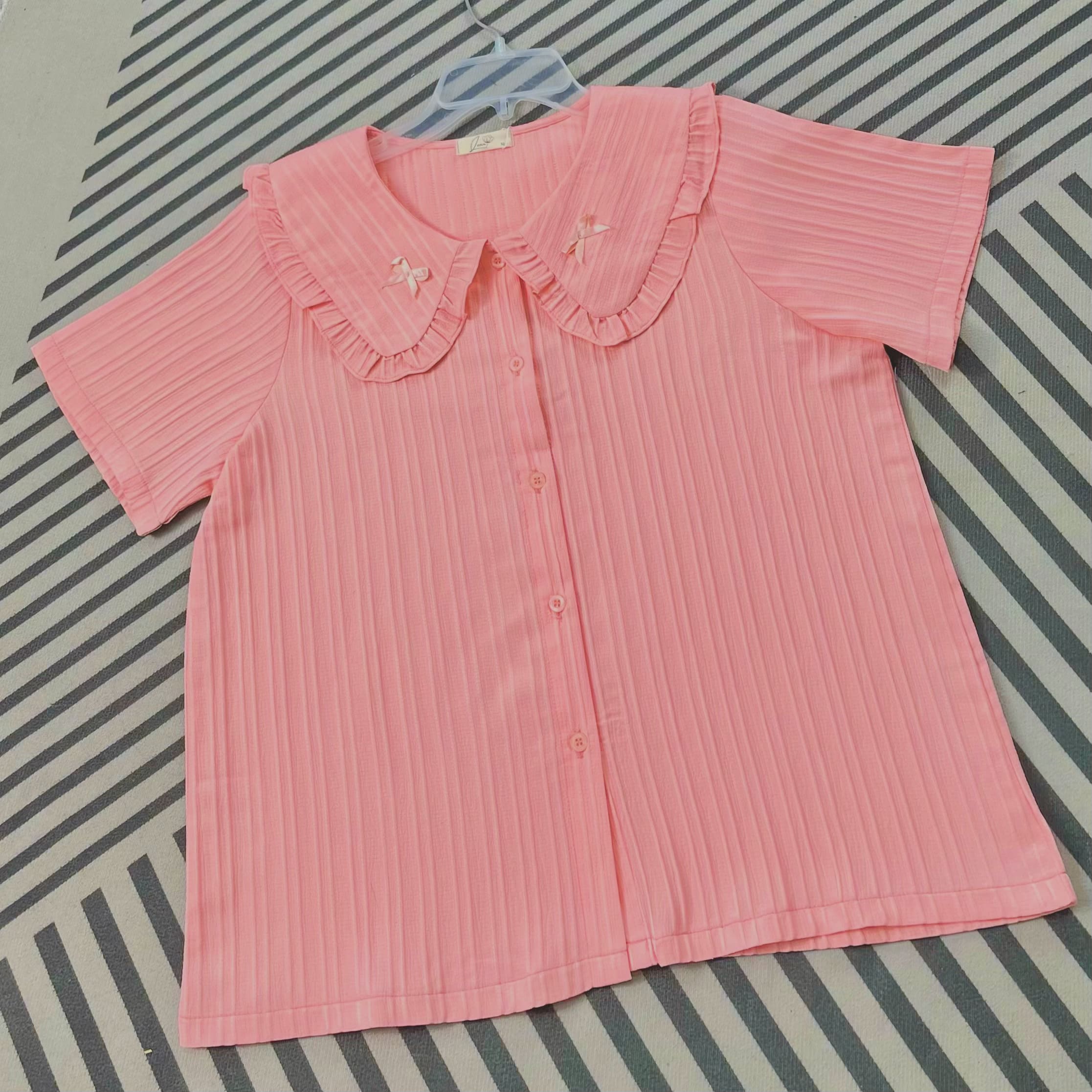 Aó sơ mi bigsize 60kg - 90kg vải gân sọc nơ cổ phù hợp mặc đi làm đi học