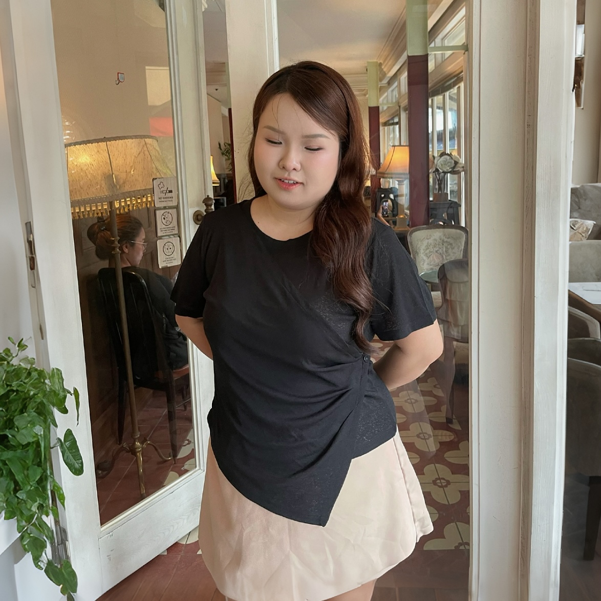 Áo thun bigsize nữ 60kg - 90kg kiểu dáng đắp chéo phù hợp mặc đi học, đi làm, đi chơi