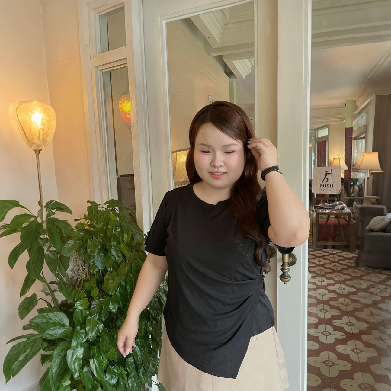 Áo thun bigsize nữ 60kg - 90kg kiểu dáng đắp chéo phù hợp mặc đi học, đi làm, đi chơi