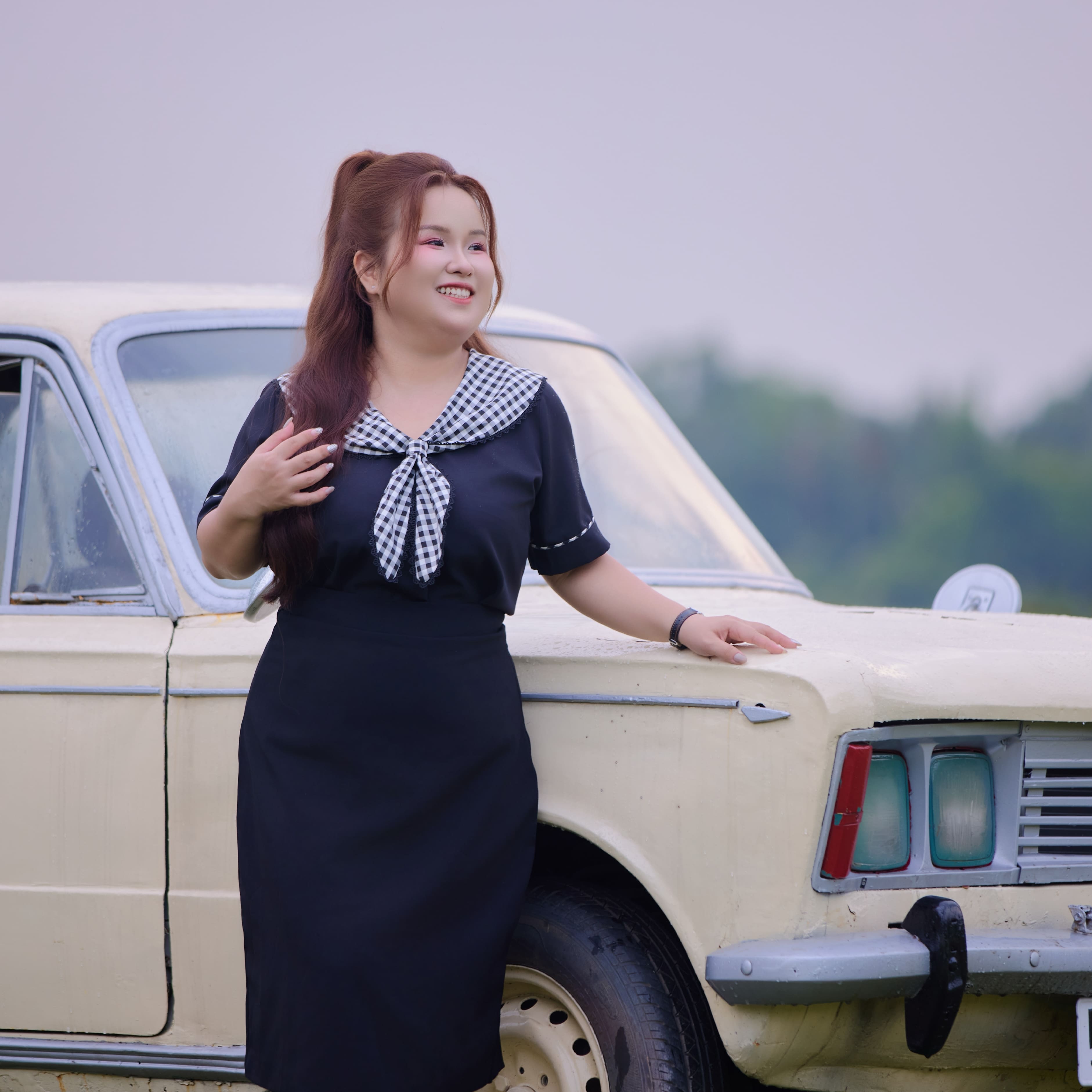 Áo kiểu bigsize nữ 60kg - 100kg phối caro phù hợp mặc đi làm , đi học, đi chơi