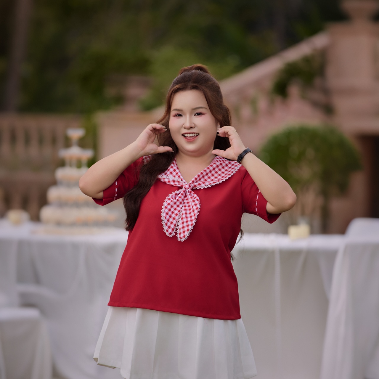 Áo kiểu bigsize nữ 60kg - 100kg phối caro phù hợp mặc đi làm , đi học, đi chơi