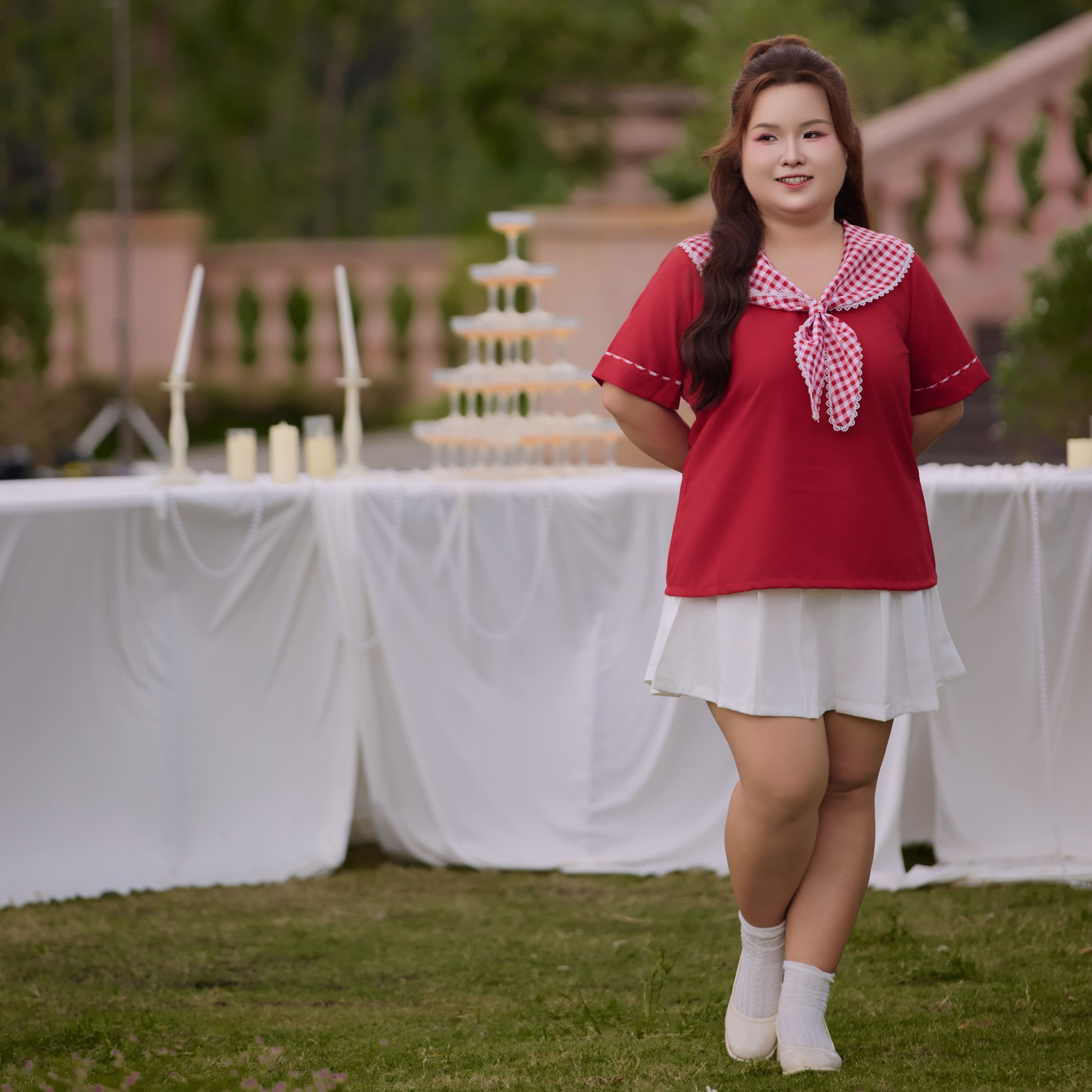 Áo kiểu bigsize nữ 60kg - 100kg phối caro phù hợp mặc đi làm , đi học, đi chơi