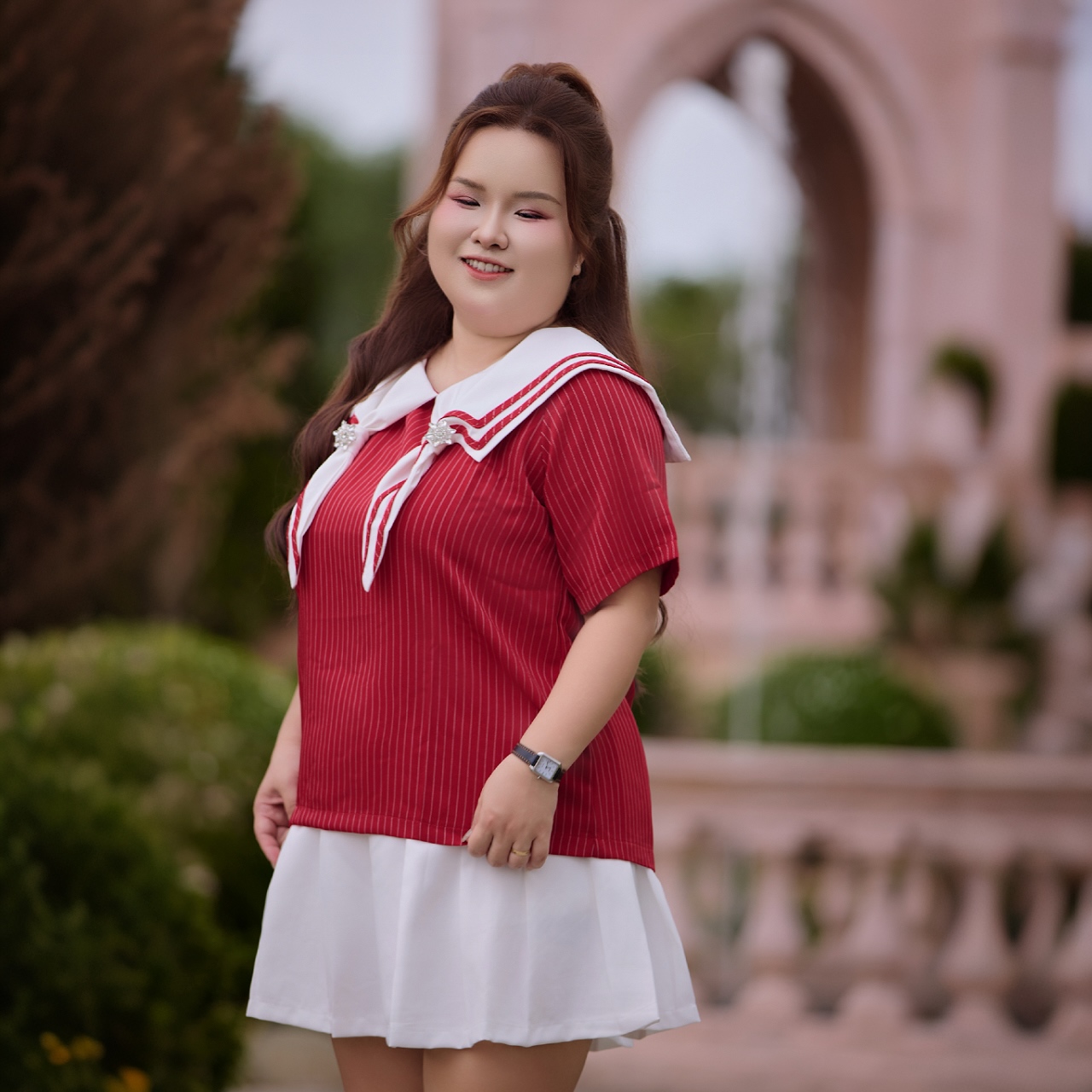 Áo sơ mi bigsize nữ 60kg - 100kg sọc dọc đính tag đá phù hợp mặc đi làm, đi tiệc , đi chơi