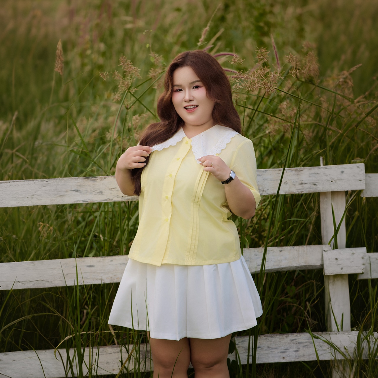 Áo sơ mi bigsize nữ 60kg - 100kg cổ phối ren phù hợp mặc đi làm đi học đi chơi