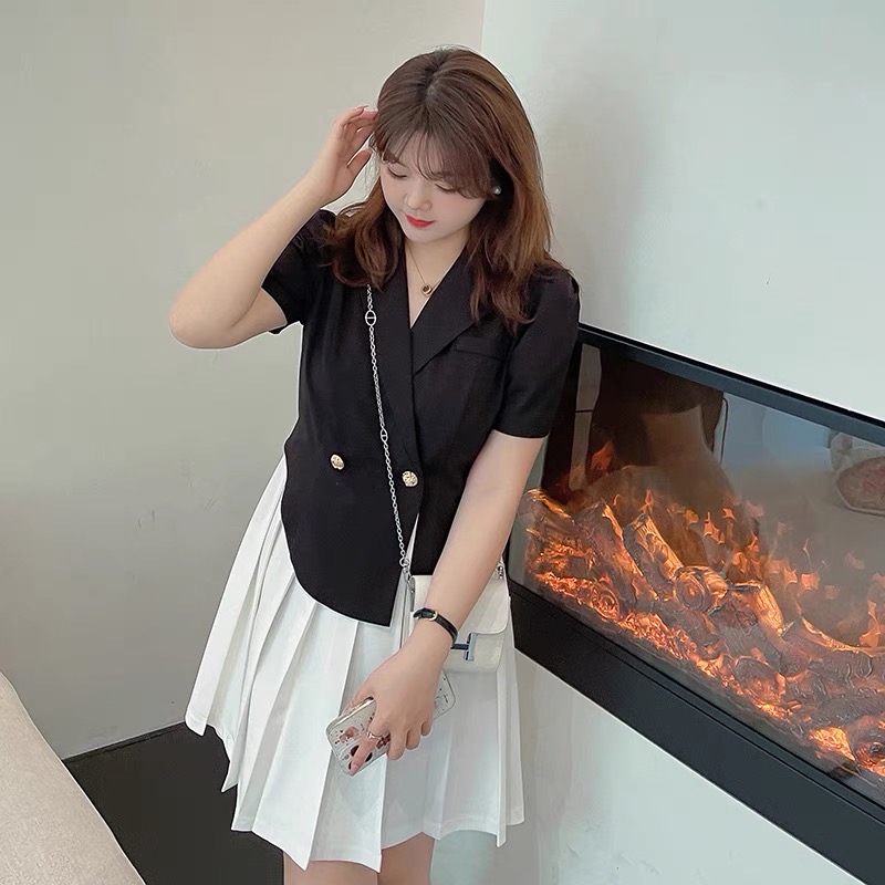 Sét áo vest xẻ tà chân váy dáng xoè bigsize 60kg - 95kkg phù hợp mặc đi làm đi chơi đi tiệc